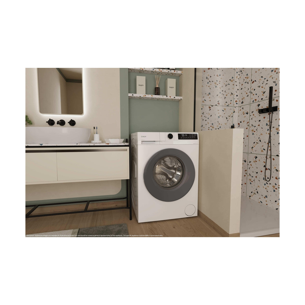 Candy ProWash 300, Lavatrice Carica Frontale 9 KG, 20 più efficente della classe A, 1400 giri, Bianco, Inverter, Fresh Vapor, 8 Cicli Rapidi, GD 49G8-S