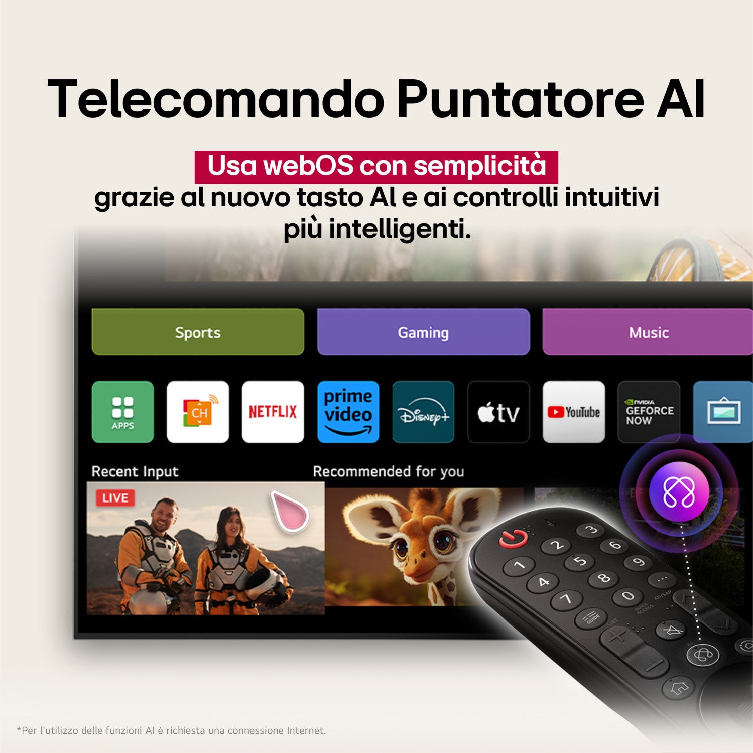 LG NanoCell AI 55NANO81A6A TV Serie NANO81 55 pollici 4K, α7 Gen8, HDR10, 20W, 3 HDMI con Game Optimizer, Smart TV WebOS 25