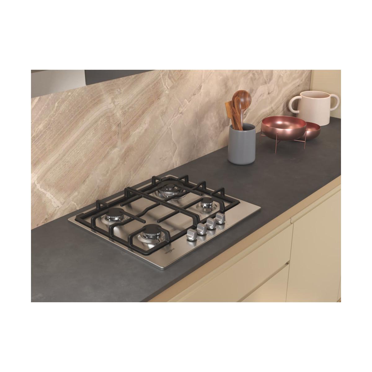 Whirlpool TGML 661 IX R Piano Cottura Stainless Steel da Incasso 58 Cm Gas 4 Fornelli Acciaio