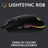 Logitech G G203 Lightsync Mouse USB Tipo A 8000 DPI Nero