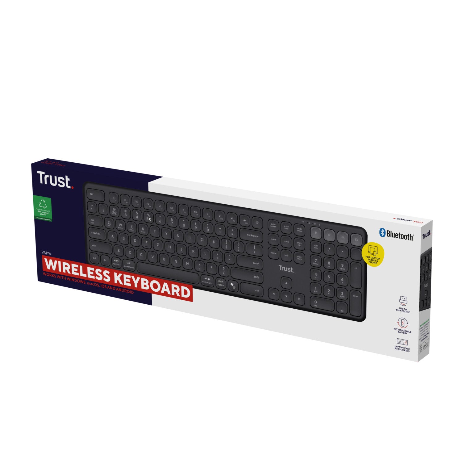 Trust Vaiya tastiera Universale USB RF Wireless Bluetooth Italiano Nero
