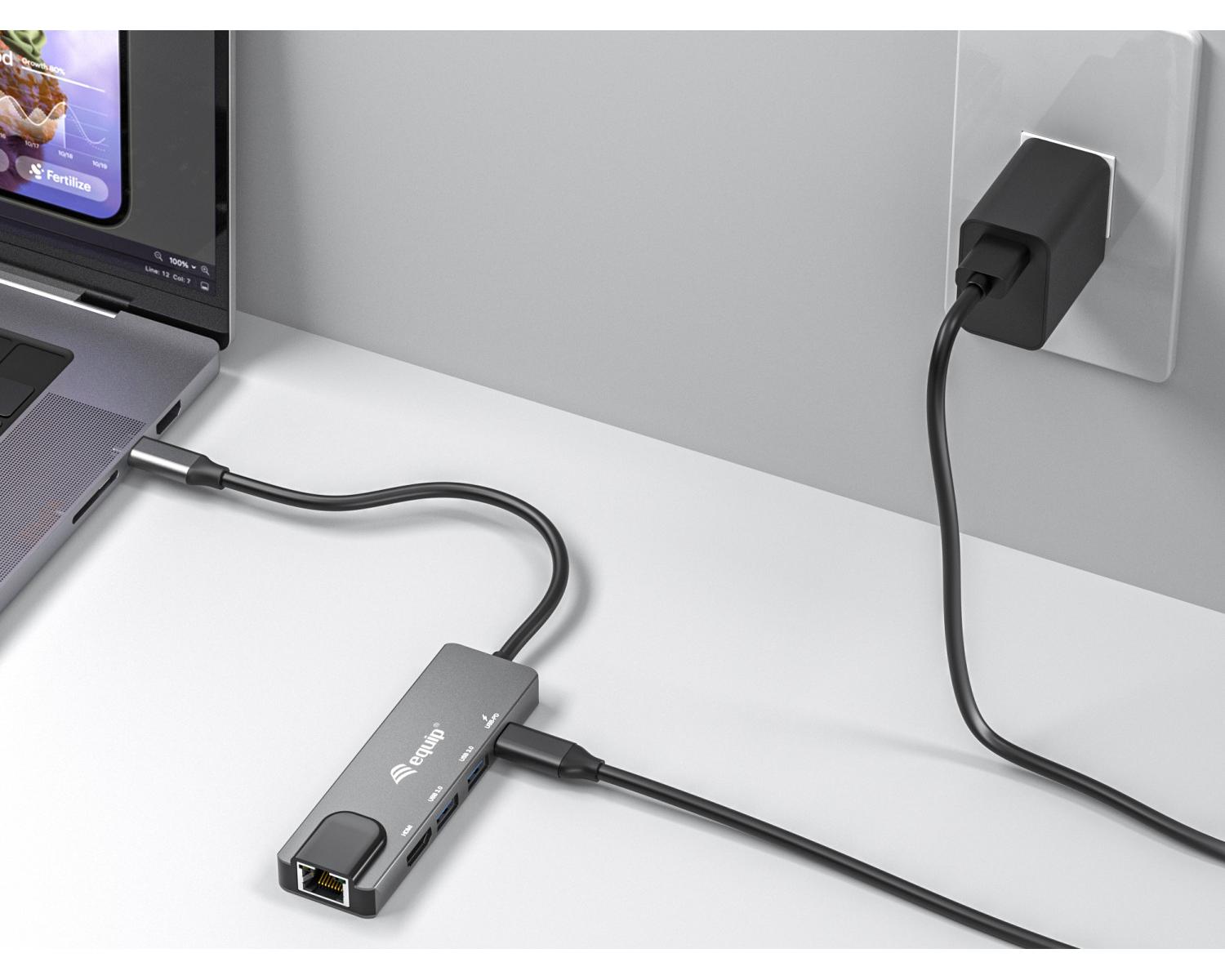 Equip 133489 replicatore di porte e docking station per laptop Cablato USB 3.2 Gen 1 (3.1 Gen 1) Type-C Grigio