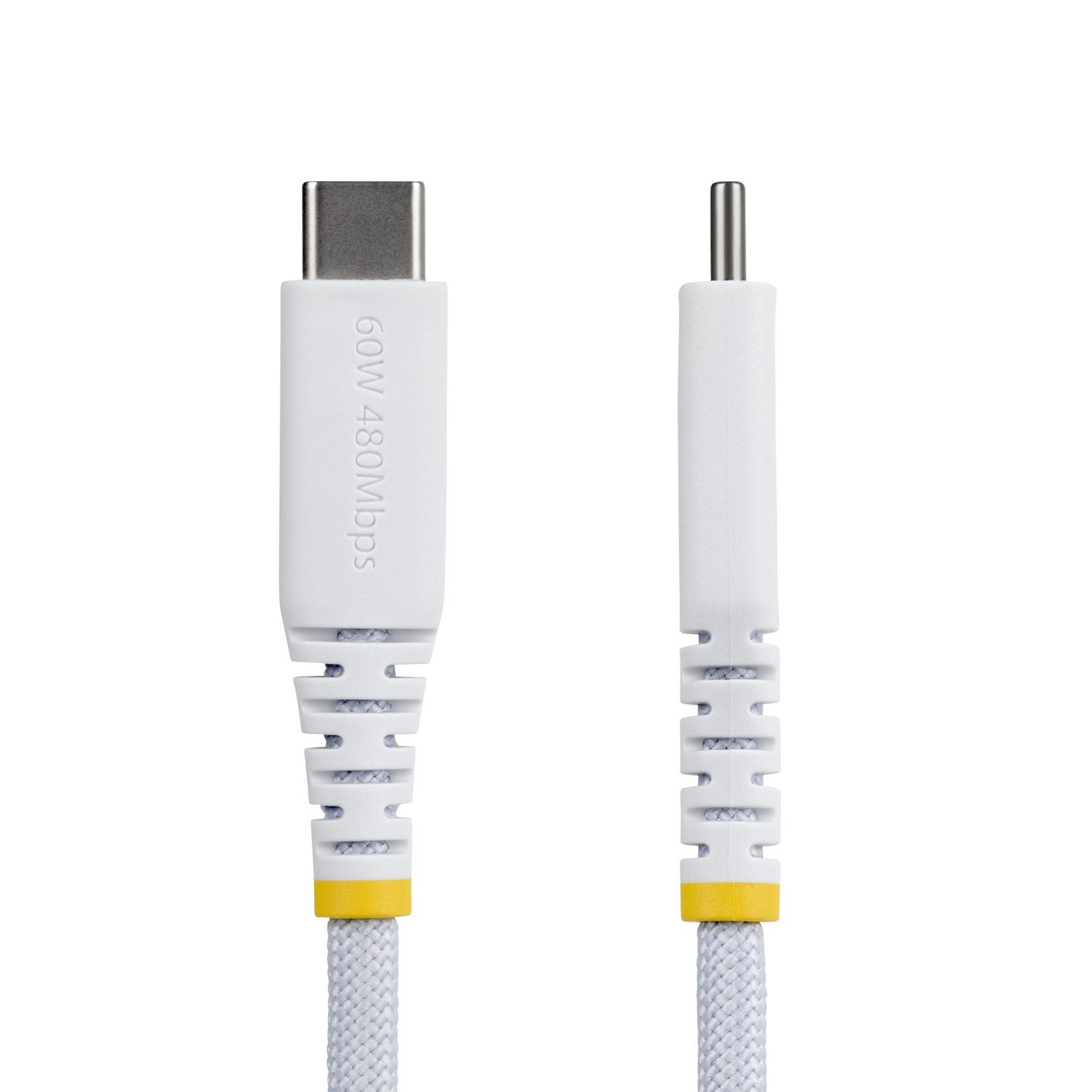 StarTech.com Cavo USB-C da 15cm, 60W (3A) PD, Guaina con Doppio Strato in Nylon Intrecciato, Robusto Cavetto USB 2.0 in TPE per la Ricarica del Laptop, Bianco
