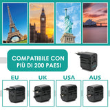 Overmust Adattatore Universale Da Viaggio 2 Porte USB UK/EU/USA/AUS 110-240V Doppio Fusibile 8A