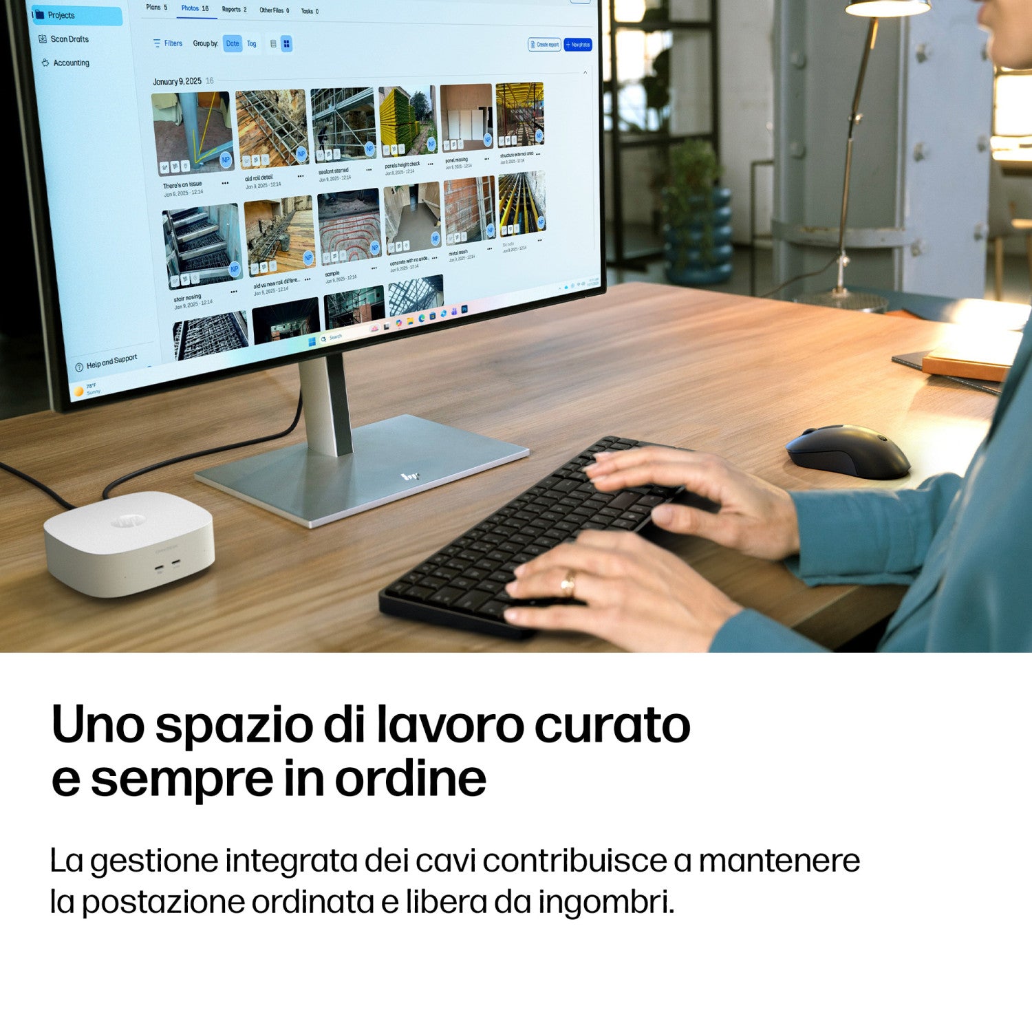HP E4EU4EA PC/stazione di lavoro Intel Core 5 16 GB LPDDR5x-SDRAM 512 GB SSD Windows 11 Home Mini PC AI PC Bianco
