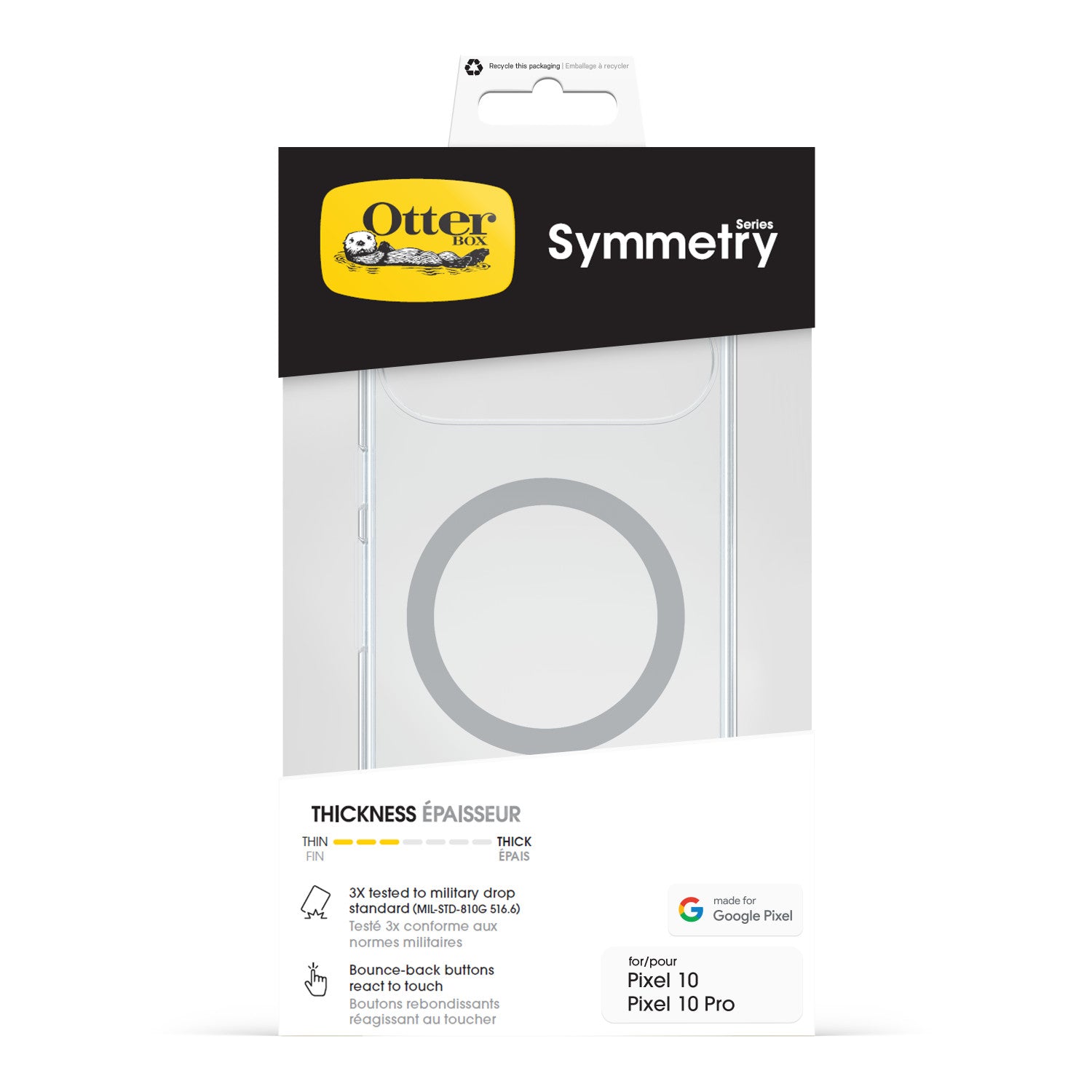 OtterBox Symmetry Clear with Magnets Series per Google Pixel 10/Pixel 10 Pro, trasparente