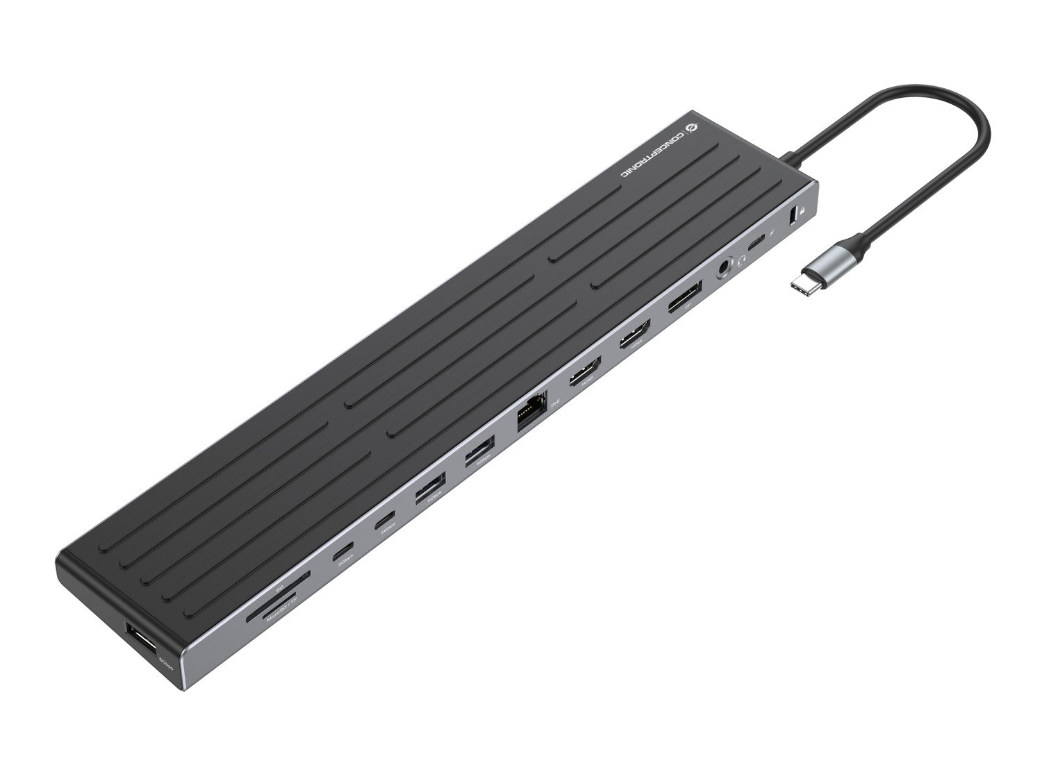 Conceptronic DONN32B replicatore di porte e docking station per laptop Cablato USB 3.2 Gen 1 (3.1 Gen 1) Type-C Grigio, Argento