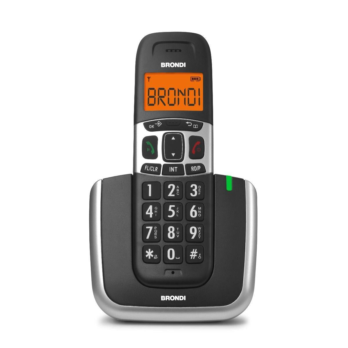 Brondi B0BLVQ3Z35 Cordless con Tasti Grandi Bravo Platinum Nero Grigio