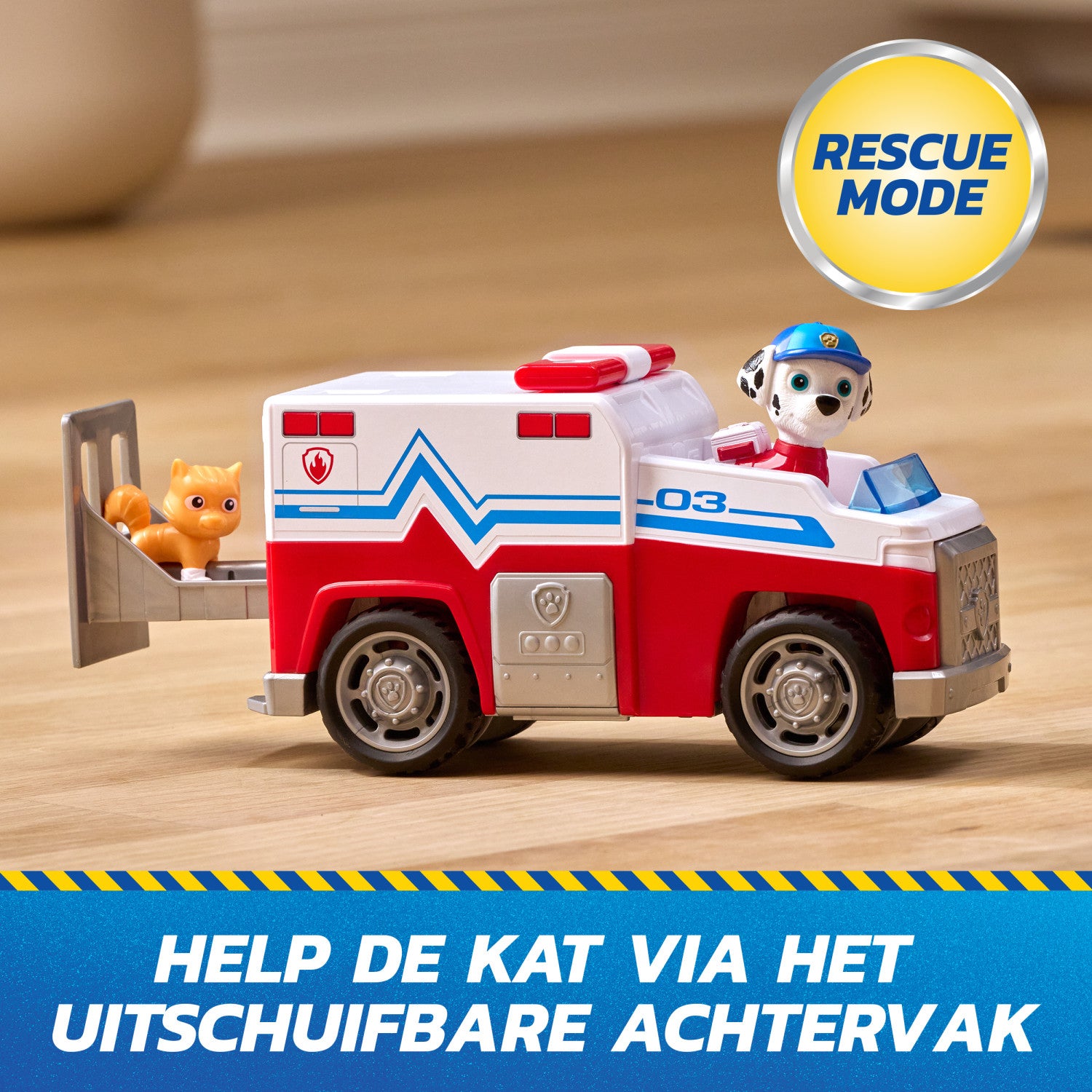 PAW Patrol : Search Rescue, Camion di Salvataggio di Marshall con 2 Personaggi, Camion Giocattolo a Retrocarica, Giocattoli per Bambini e Bambine, 3 Anni