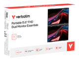 Verbatim Portable 15.6" FHD Dual Monitor Essentials Monitor portatile Nero 39,6 cm (15.6") LCD 1920 x 1080 Pixel