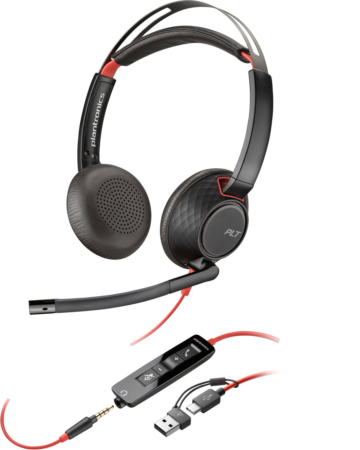 POLY Cuffie stereo Blackwire 5220 con connettore USB-C spina da 3,5 mm adattatore USB-C/A