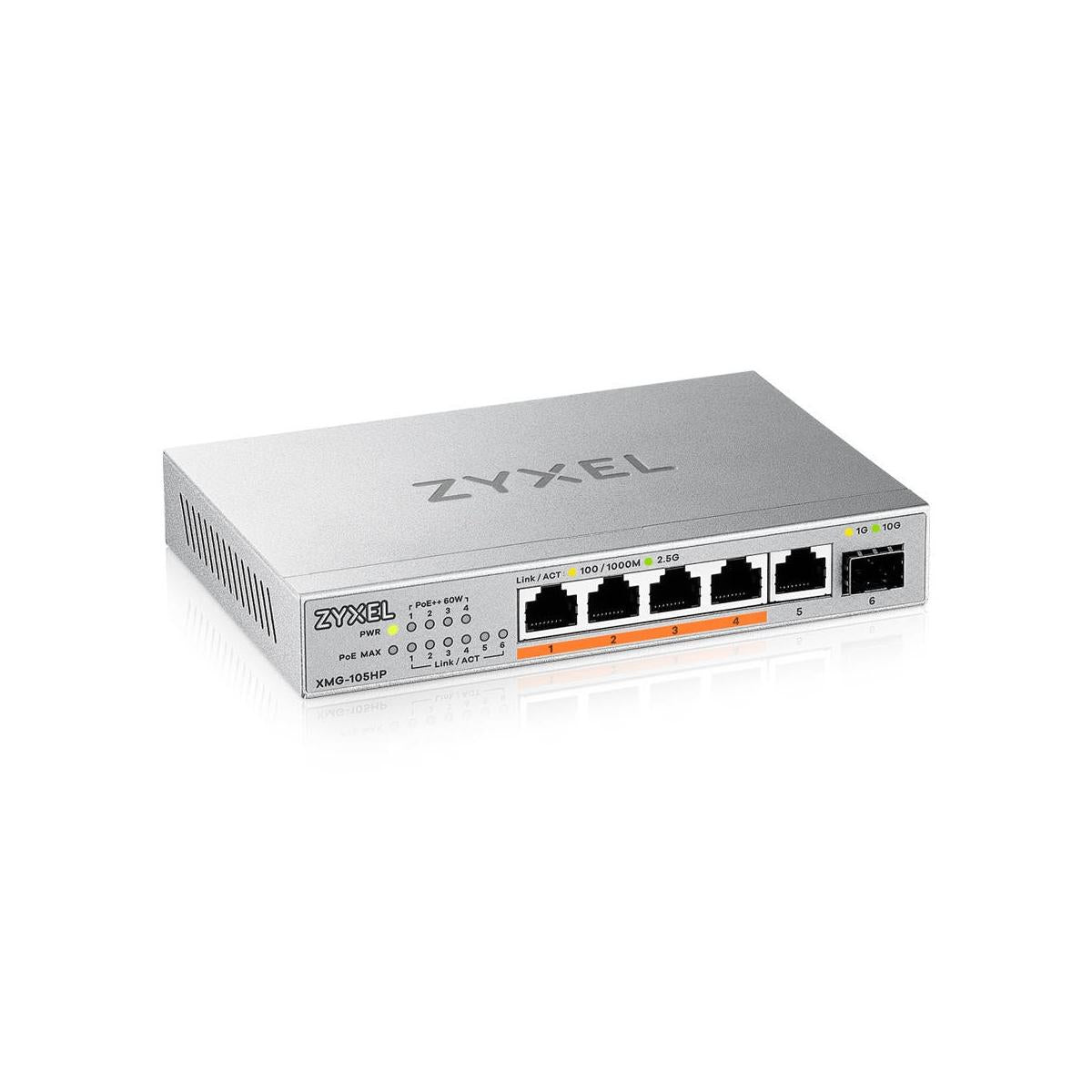 Zyxel XMG-105HP Switch di Rete non Gestito 2.5G Ethernet Supporto Power over Ethernet Argento