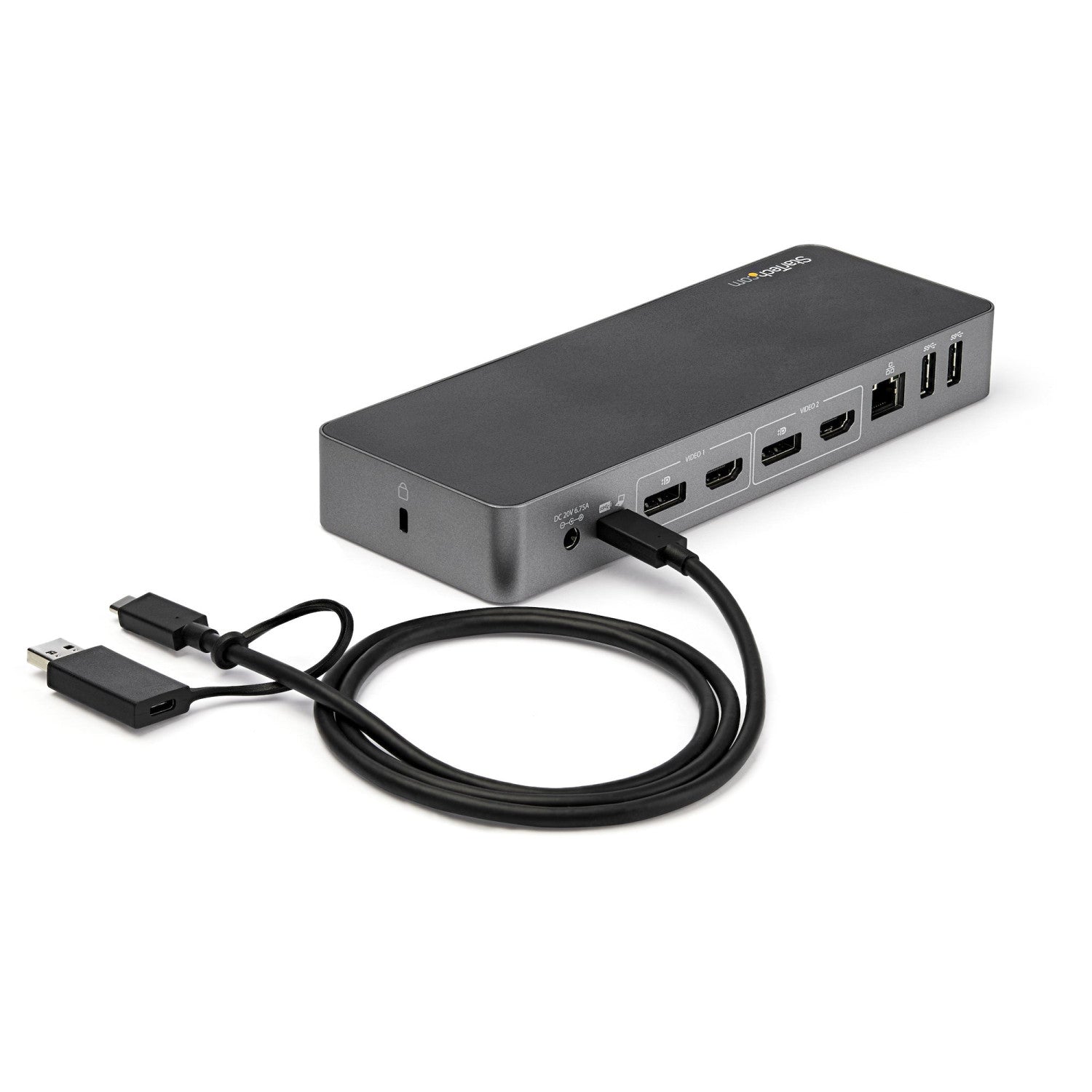 StarTech.com Docking station USB-C e USB-A - Docking station universale per portatili, doppio 4K DP e HDMI, 60W PD, Mac/Windows/Chrome OS, Hub 4x USB 5Gbps, GbE