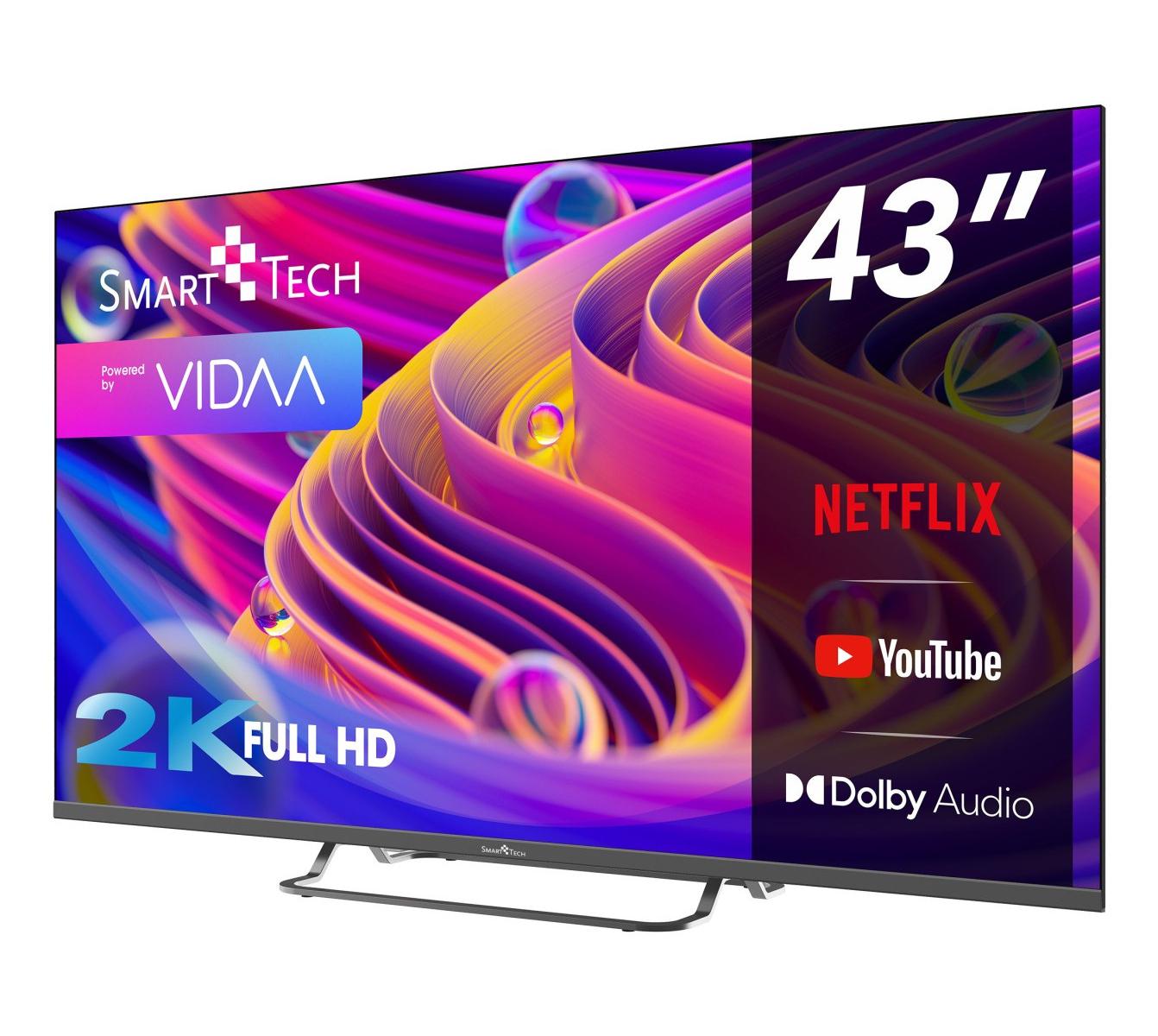 Smart Tech 43FV02V TV 109,2 cm (43pollici) 4K Ultra HD Smart TV Wi-Fi Grigio 230 cd/m²