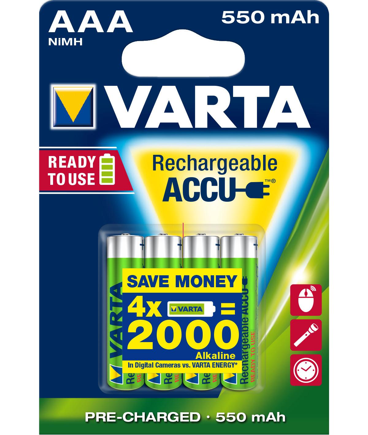 Varta Ready2Use HR03 4pcs Batteria ricaricabile Mini Stilo AAA Nichel-Metallo Idruro (NiMH)