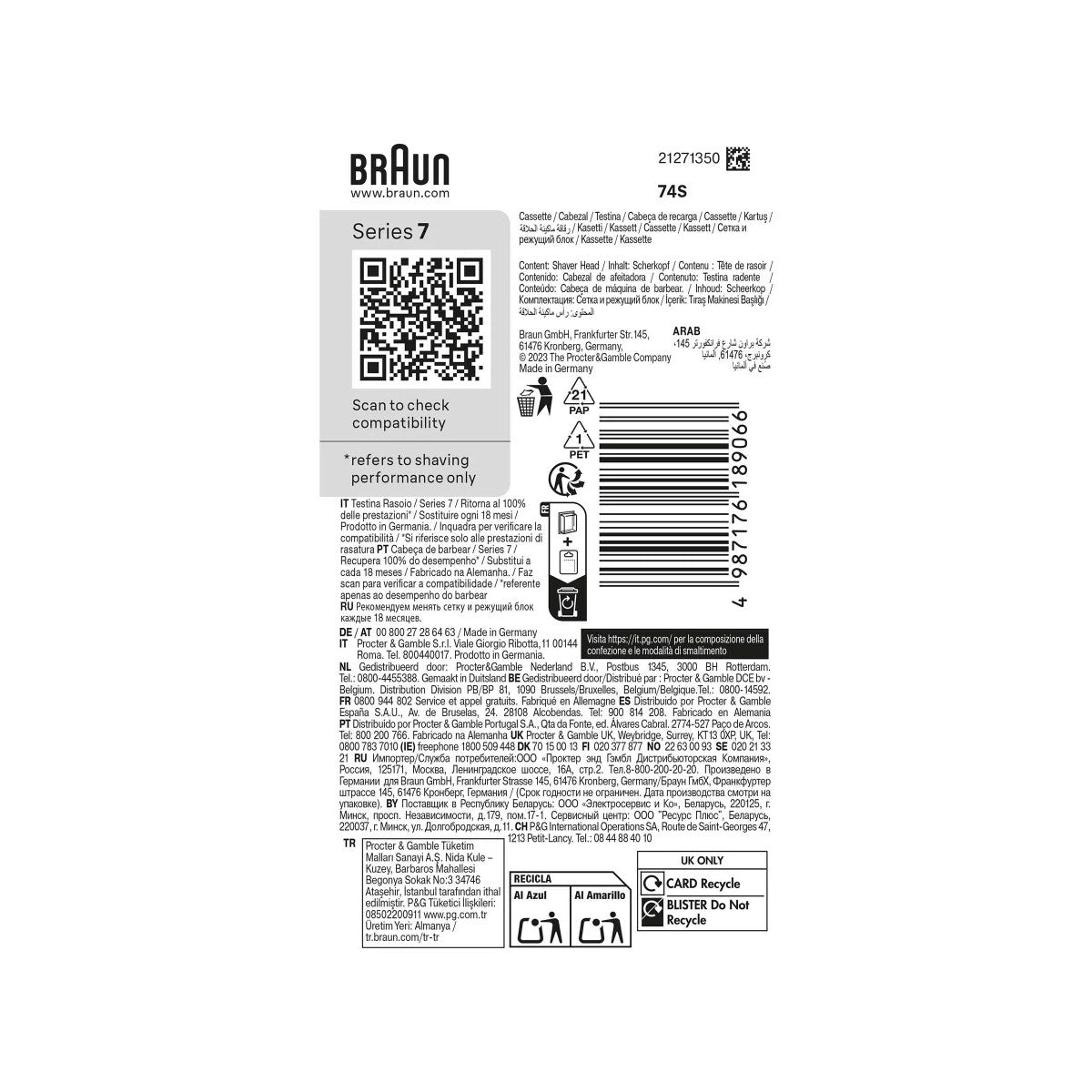 Braun Series 7 74 S Testina per rasatura