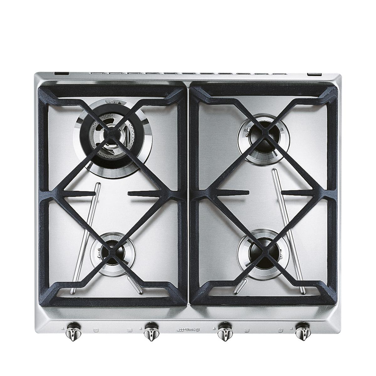 Smeg SRV564GH3 Piano Cottura Acciaio Da Incasso 60 cm Gas 4 Fornelli