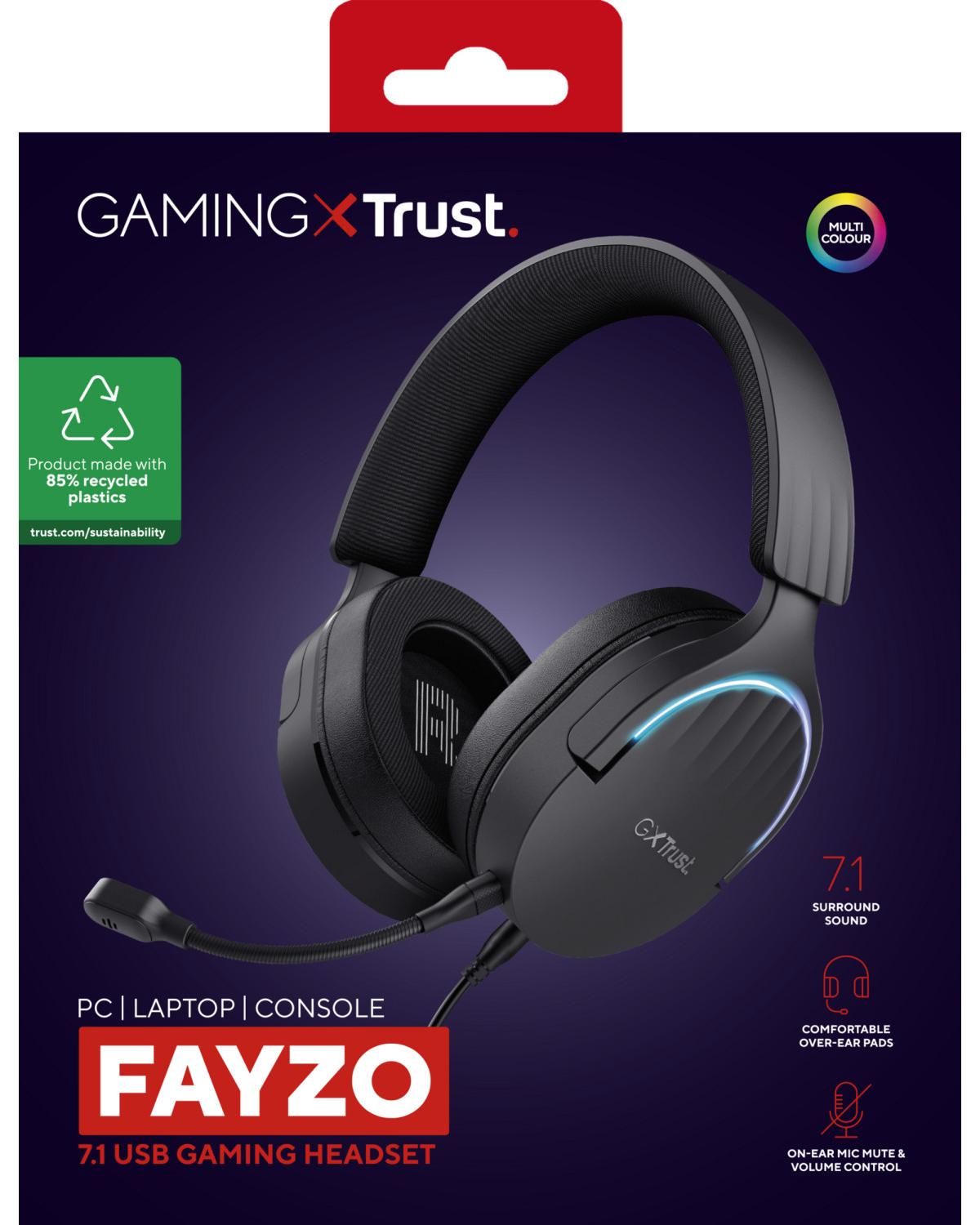 Trust GXT 490 FAYZO Auricolare Cablato A Padiglione Giocare USB tipo A Nero