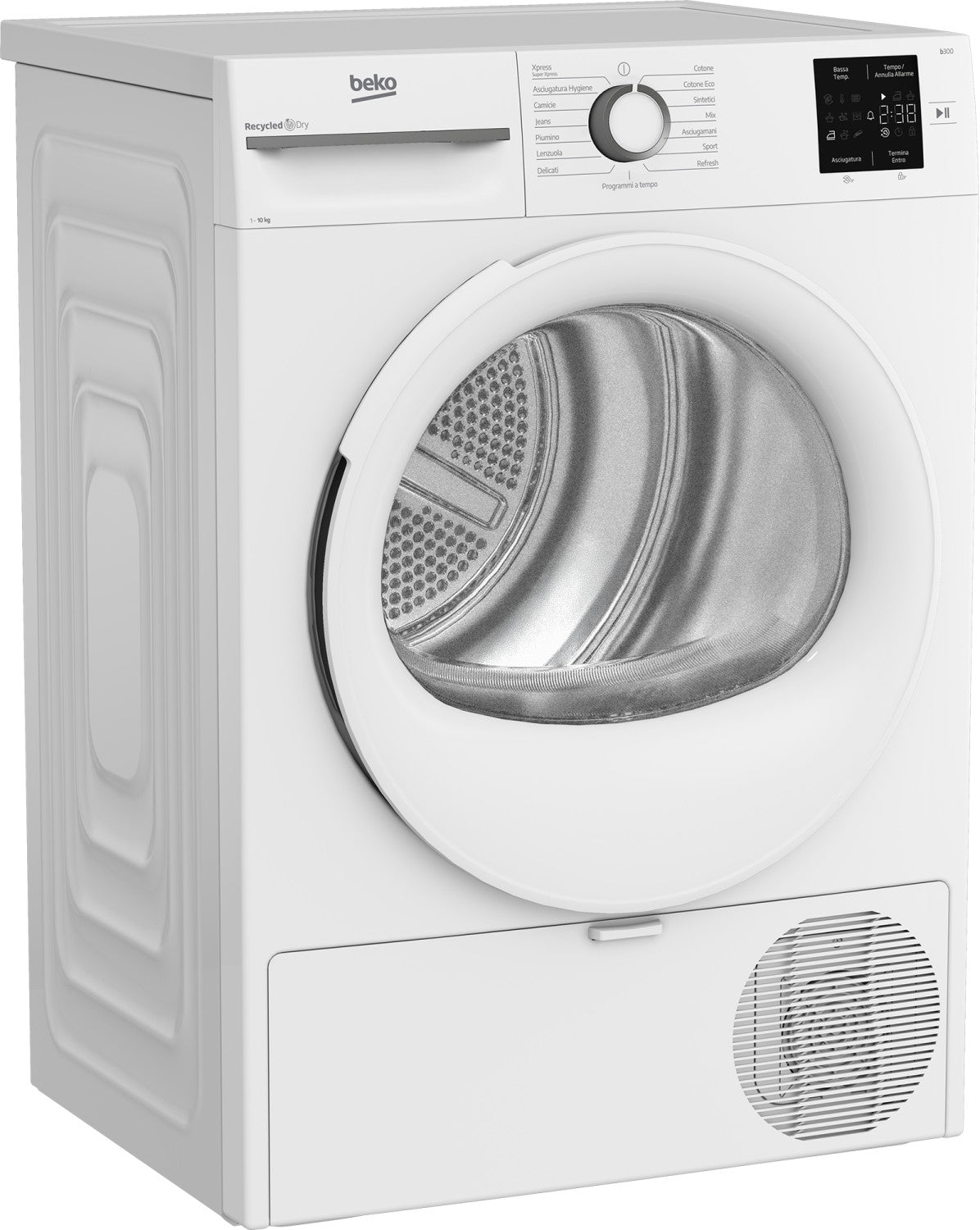 Beko BMT103EW 10kg, classe D, linea estetica NX, display touch, colore bianco, oblò bianco