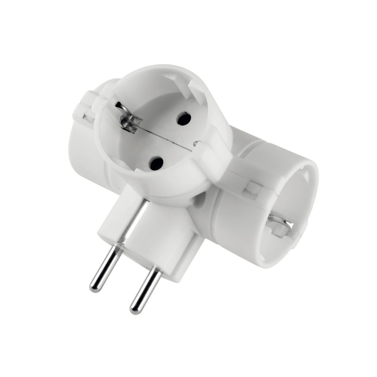 Poly Pool PP2350 Adattatore Con 3 Prese Grandi Standard Tedesco e Spina Schuko 16 A Bianco