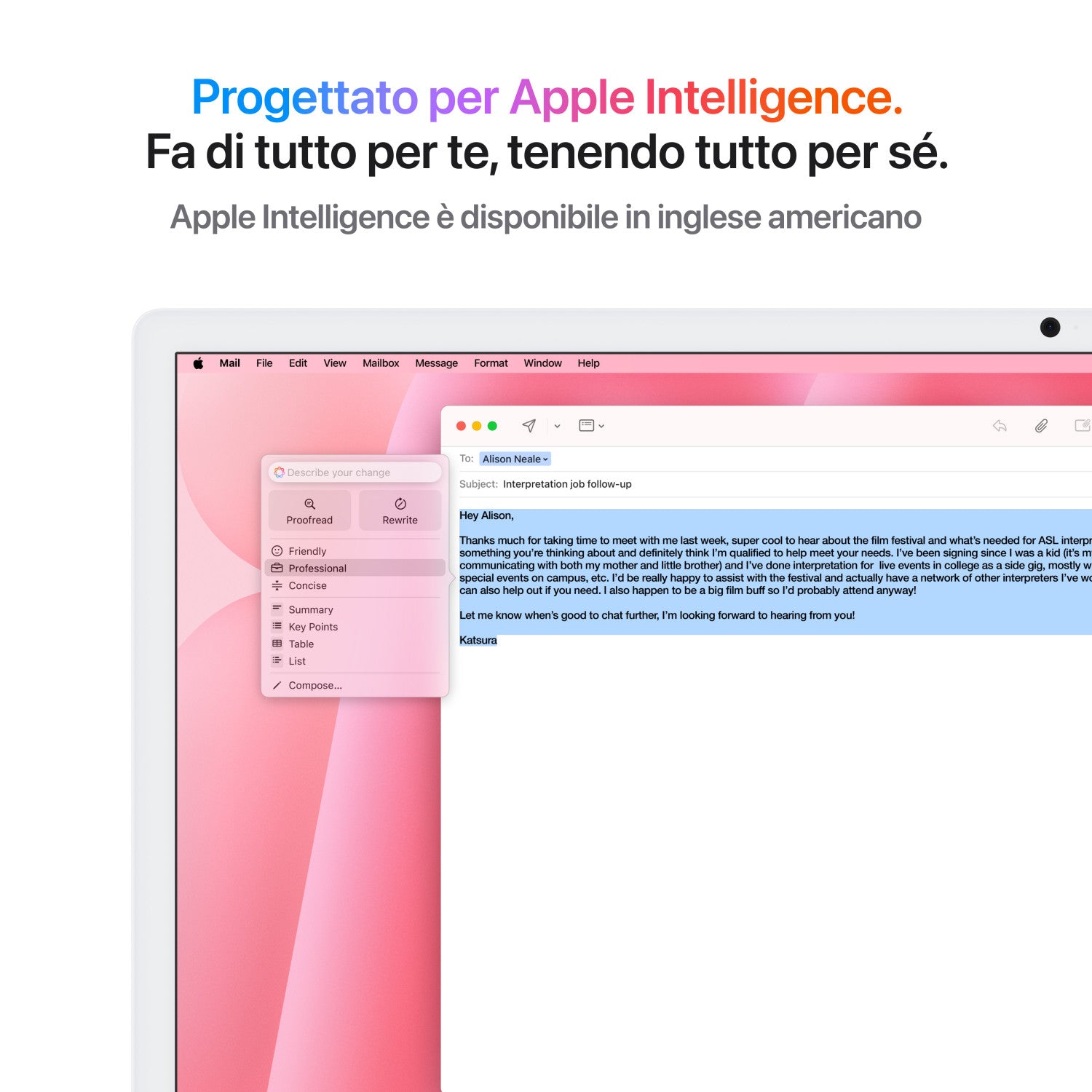 Apple iMac 24 polliciRetina Display 4.5K Chip M4 con CPU 10core GPU 10core 24GB 512GB SSD Rosa