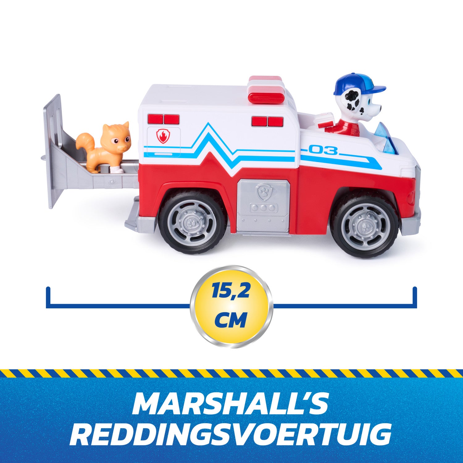 PAW Patrol : Search Rescue, Camion di Salvataggio di Marshall con 2 Personaggi, Camion Giocattolo a Retrocarica, Giocattoli per Bambini e Bambine, 3 Anni