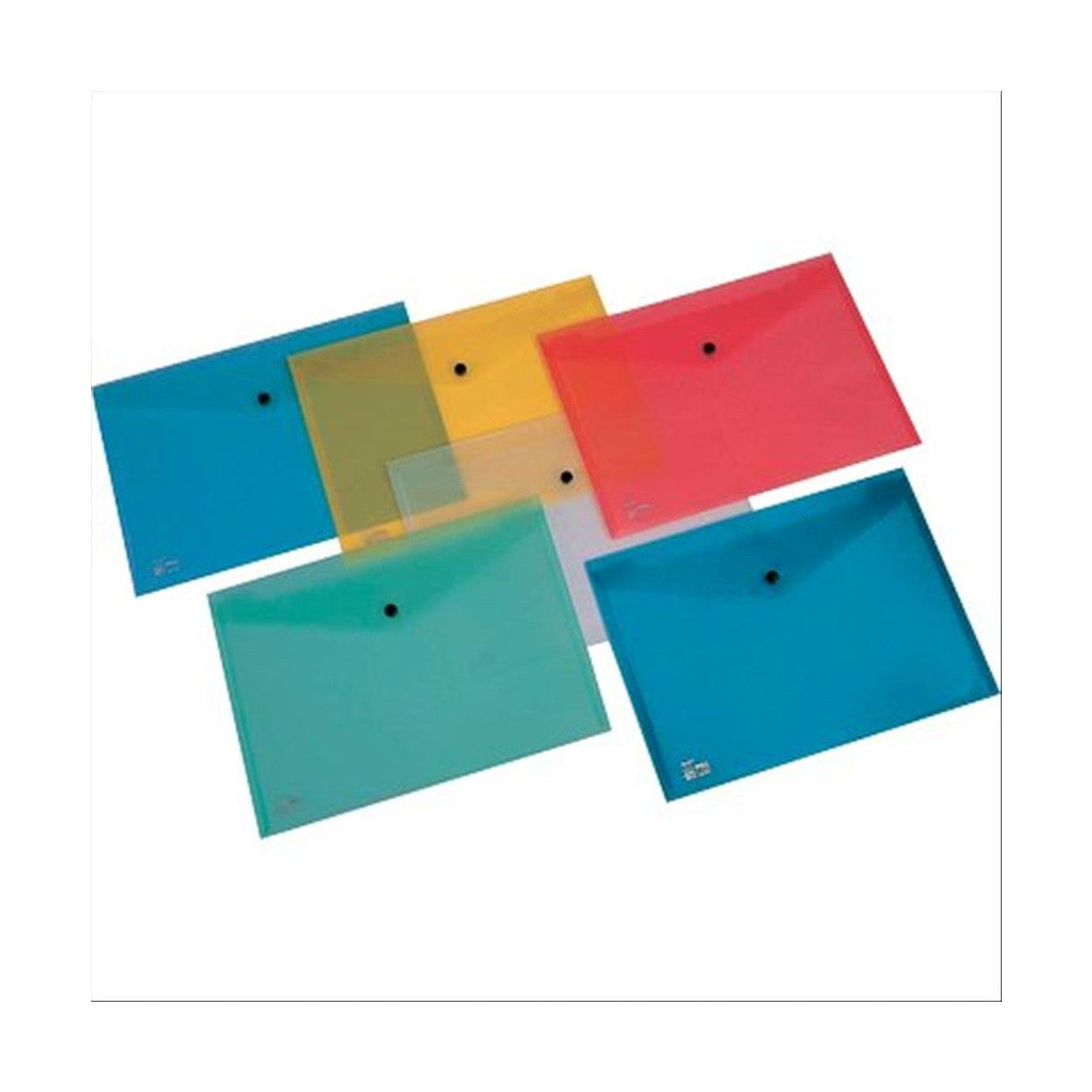 King Mec Pasta com Botão Pull A4 Azul Transparente - Embalagem com 5 Unidades