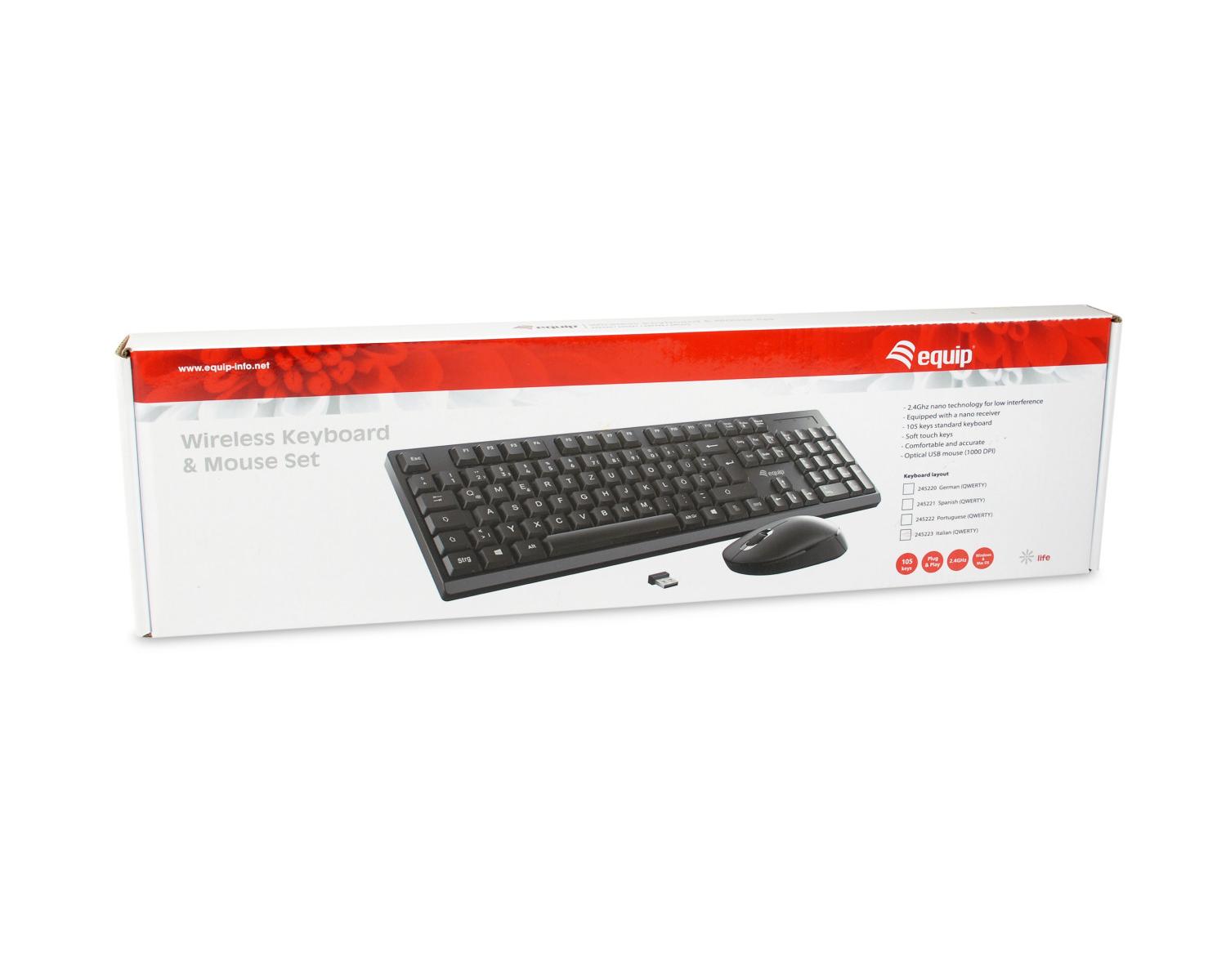 Equip 245223 tastiera Mouse incluso RF Wireless QWERTY Italiano Nero