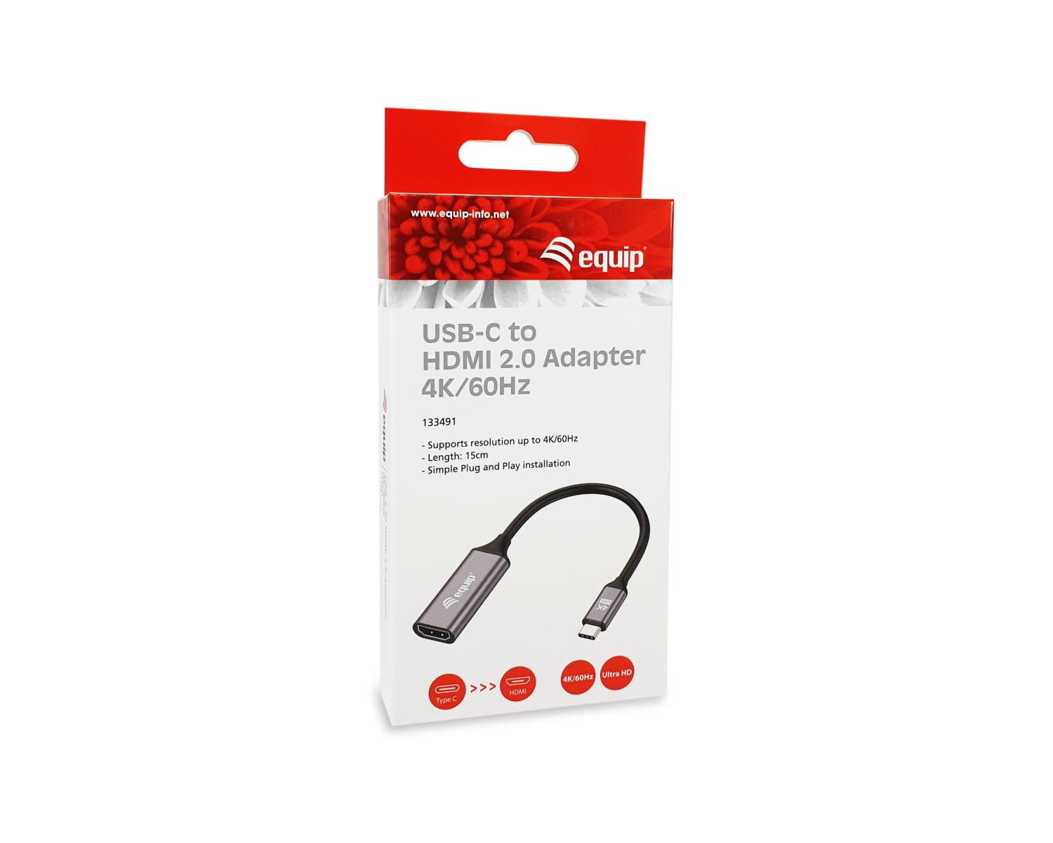 Equip 133491 cavo e adattatore video 0,15 m USB tipo-C HDMI Nero, Grigio