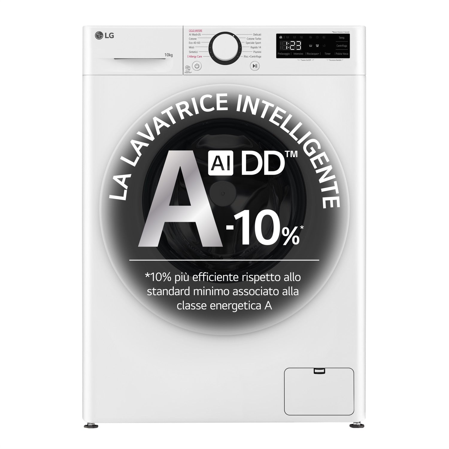 LG F4R3010NSWW Lavatrice 10kg AI DD Classe A 1400 giri Lavaggio a Vapore Bianco