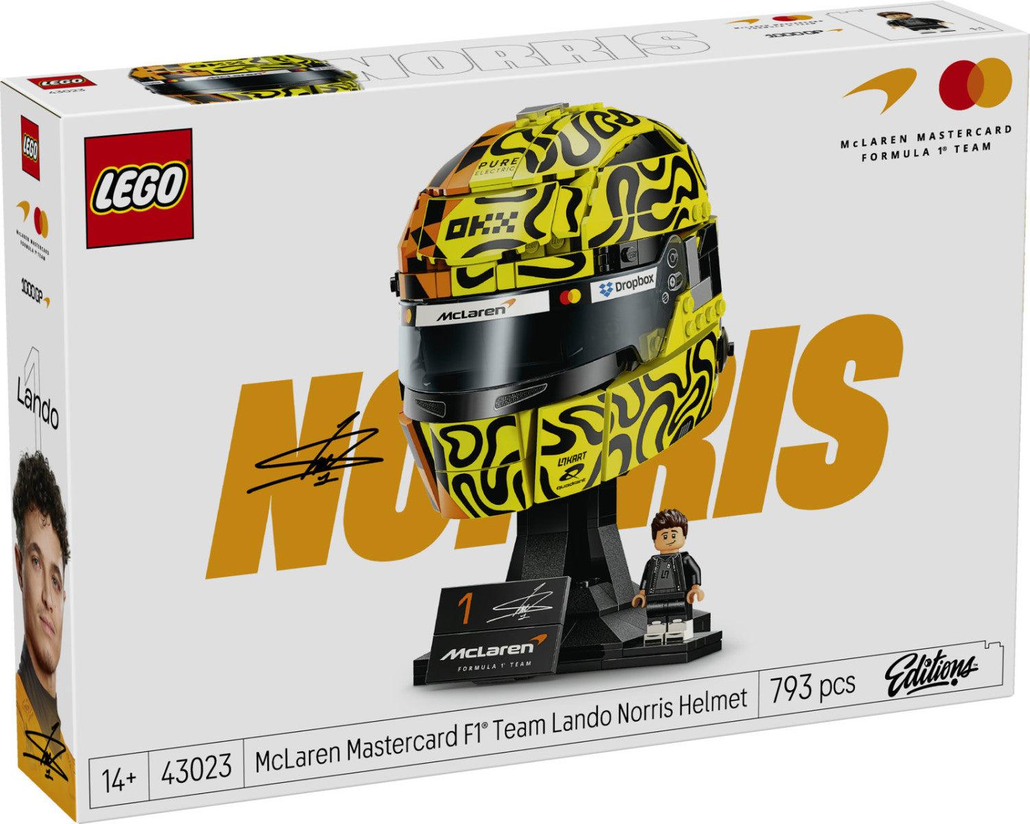 LEGO Editions 43023 Casco di Lando Norris McLaren Mastercard F1 Team, 793 Pezzi, 14