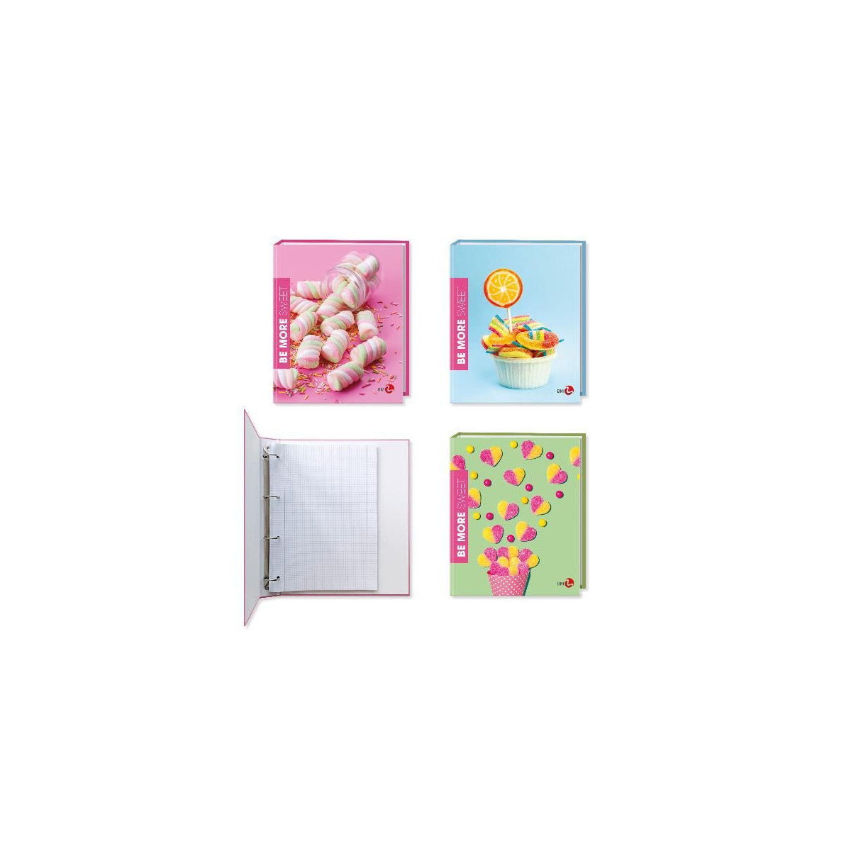 Be More Raccoglitore ad Anelli Sweet A4 Dorso 30 mm Cartoncino Plastificato - Confezione da 5