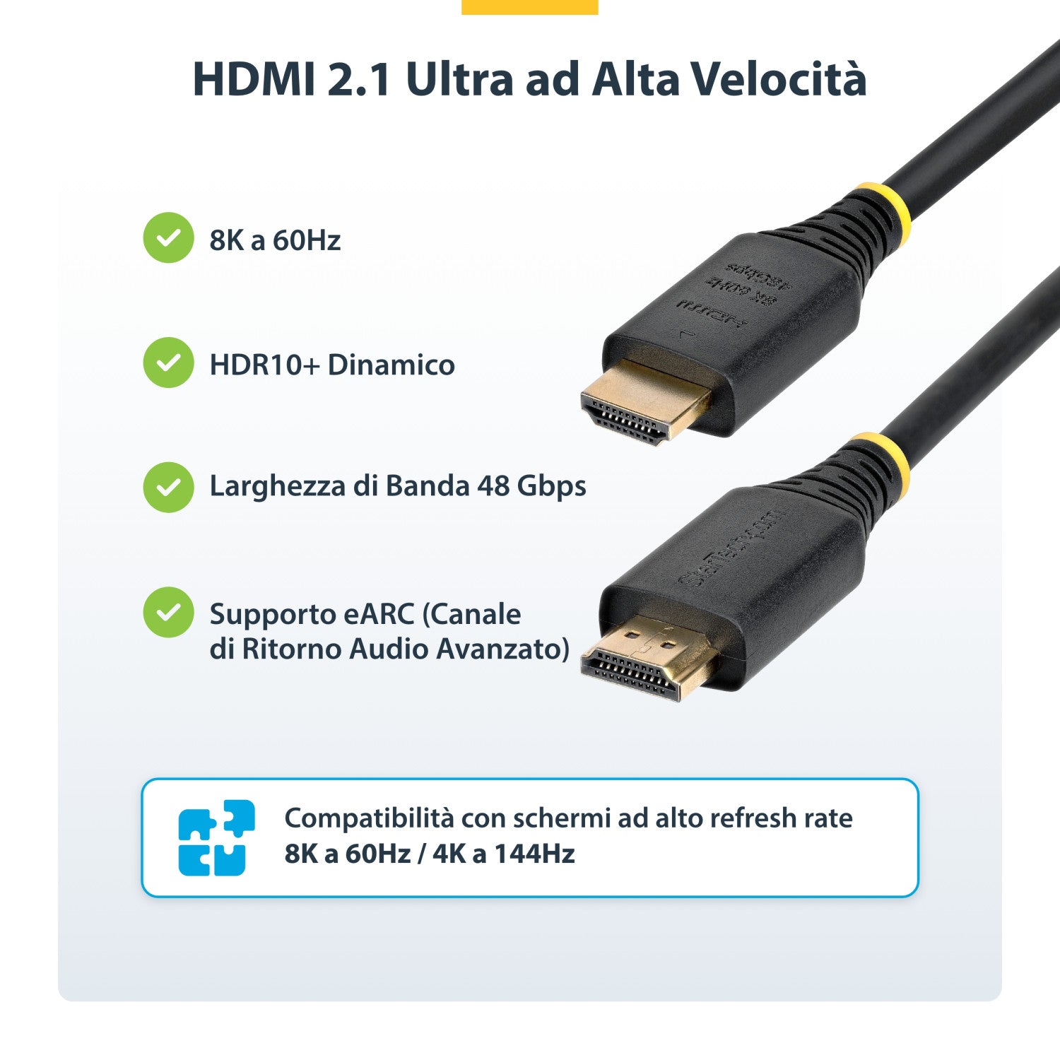 StarTech.com Cavo HDMI 2.1 8K da 4m, Cavo HDMI Certificato ad Altissima Velocità 48 Gbps, 8K 60Hz / 4K 120Hz HDR10 / eARC; Cavo UHD con Guaina Flessibile in TPE