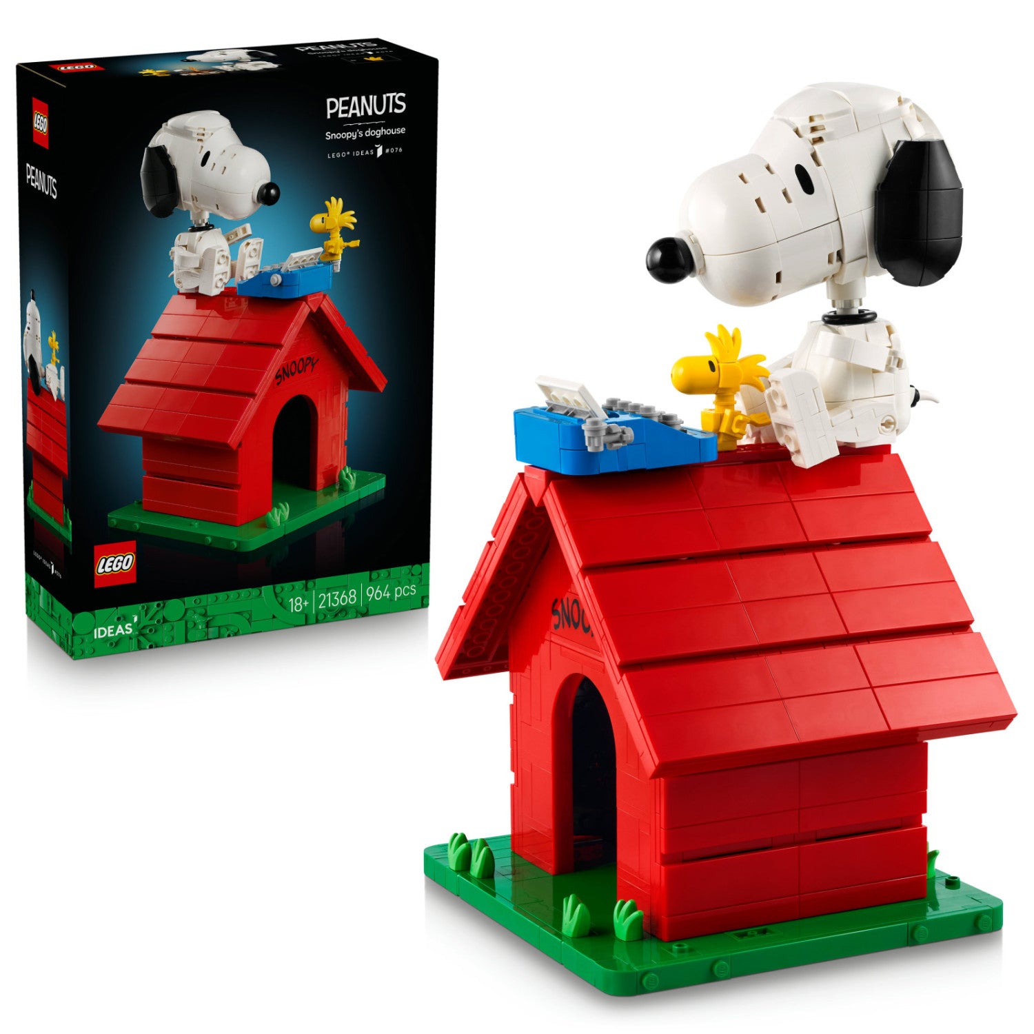 Lego Ideas 21368 Peanuts: La Cuccia Di Snoopy, Kit Modellismo Da Esposizione Per Adulti Con Personaggi Di Snoopy E Woodstock