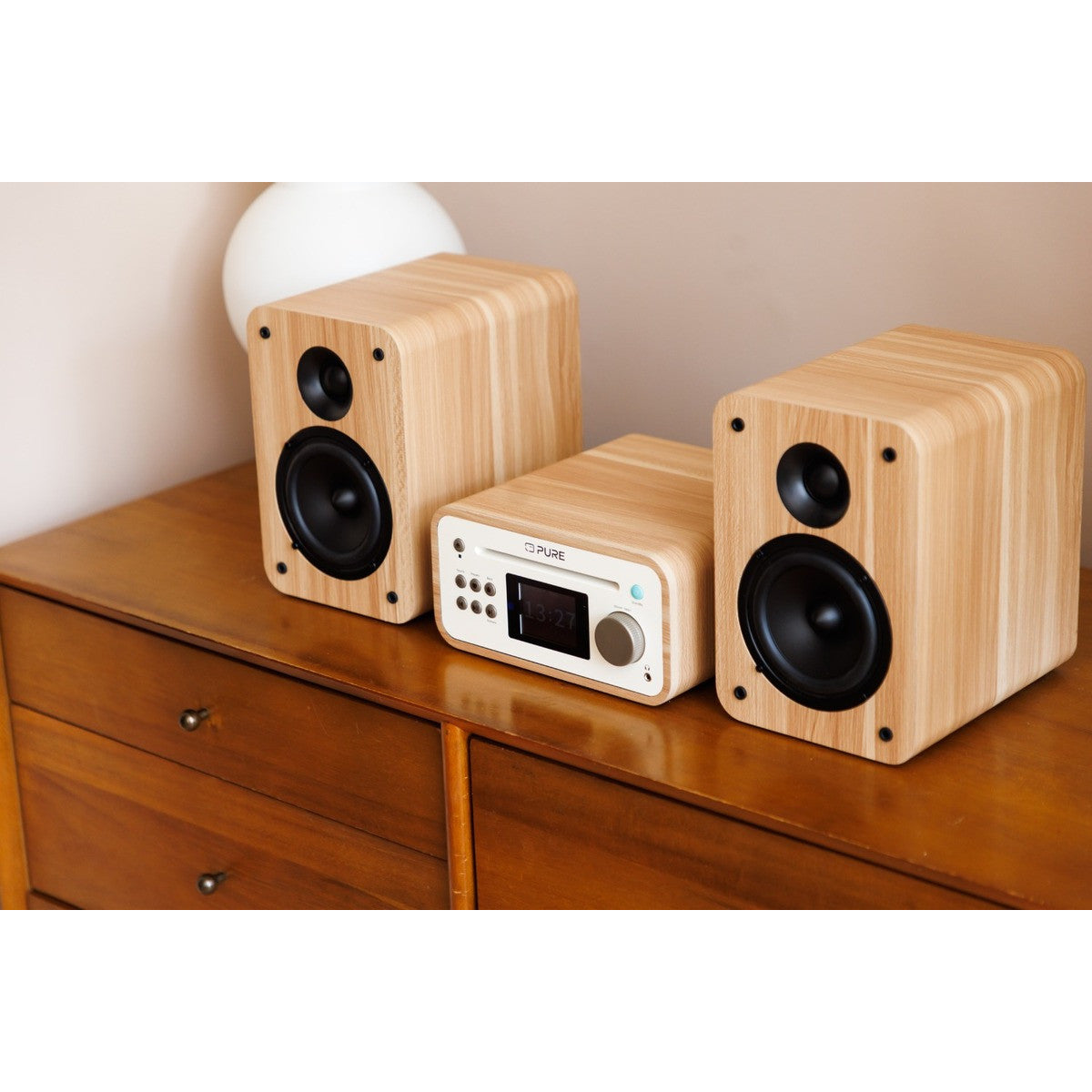 Pure Classic Stereo Mini Microsistema audio per la casa 40 W Quercia, Bianco