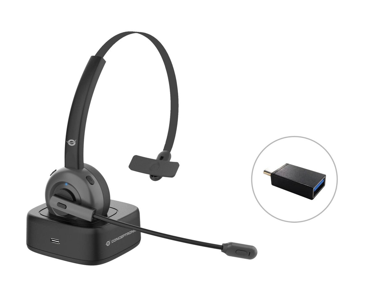 Conceptronic POLONA03BD cuffia e auricolare Wireless A Padiglione Ufficio Bluetooth Base di ricarica Nero