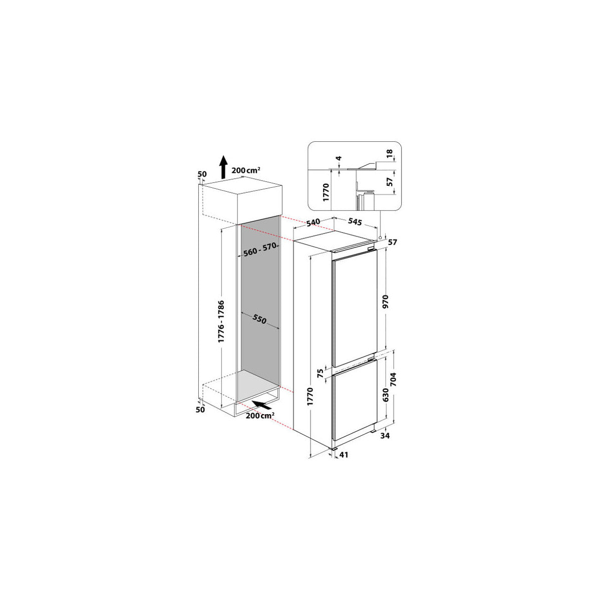 Whirlpool Frigorifero combinato da incasso - WHC18 T574 P