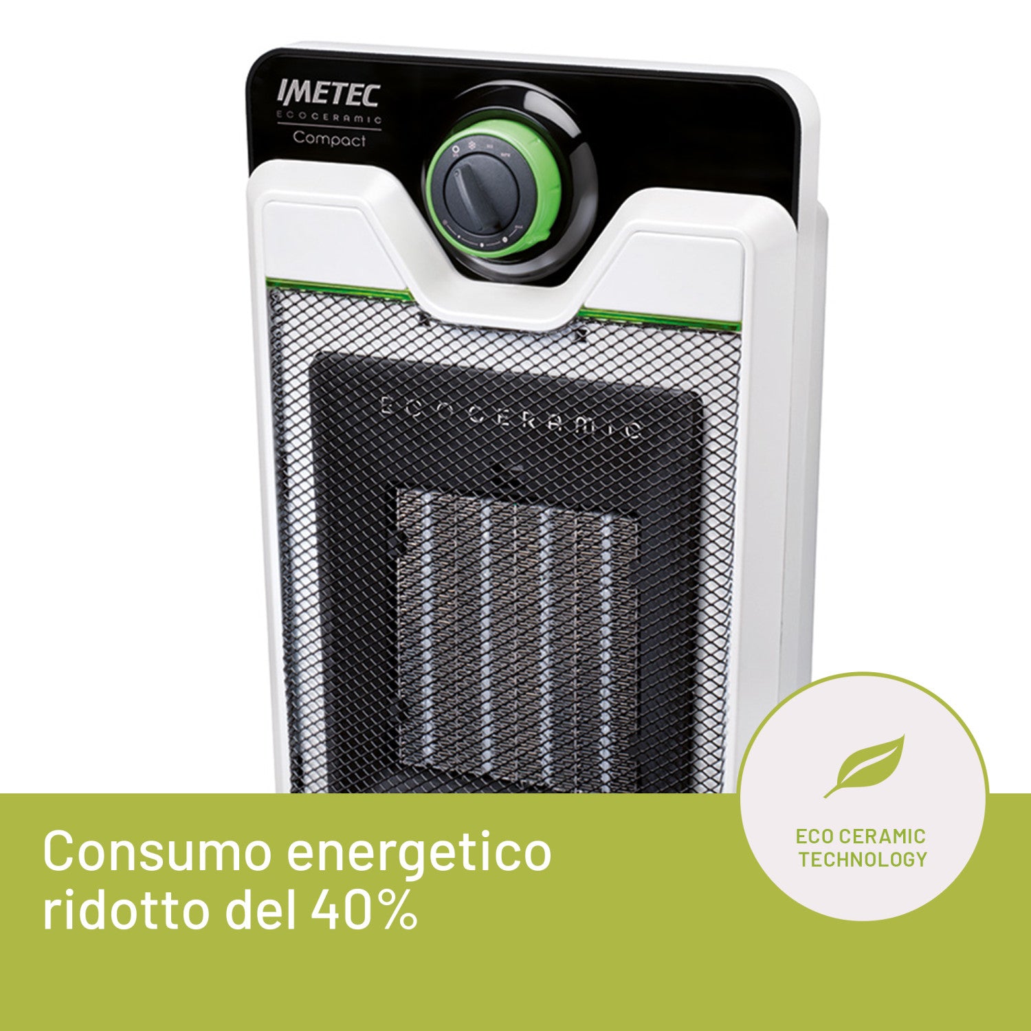 Imetec Compact Interno Nero, Bianco 2000 W Riscaldatore ambiente elettrico con ventilatore
