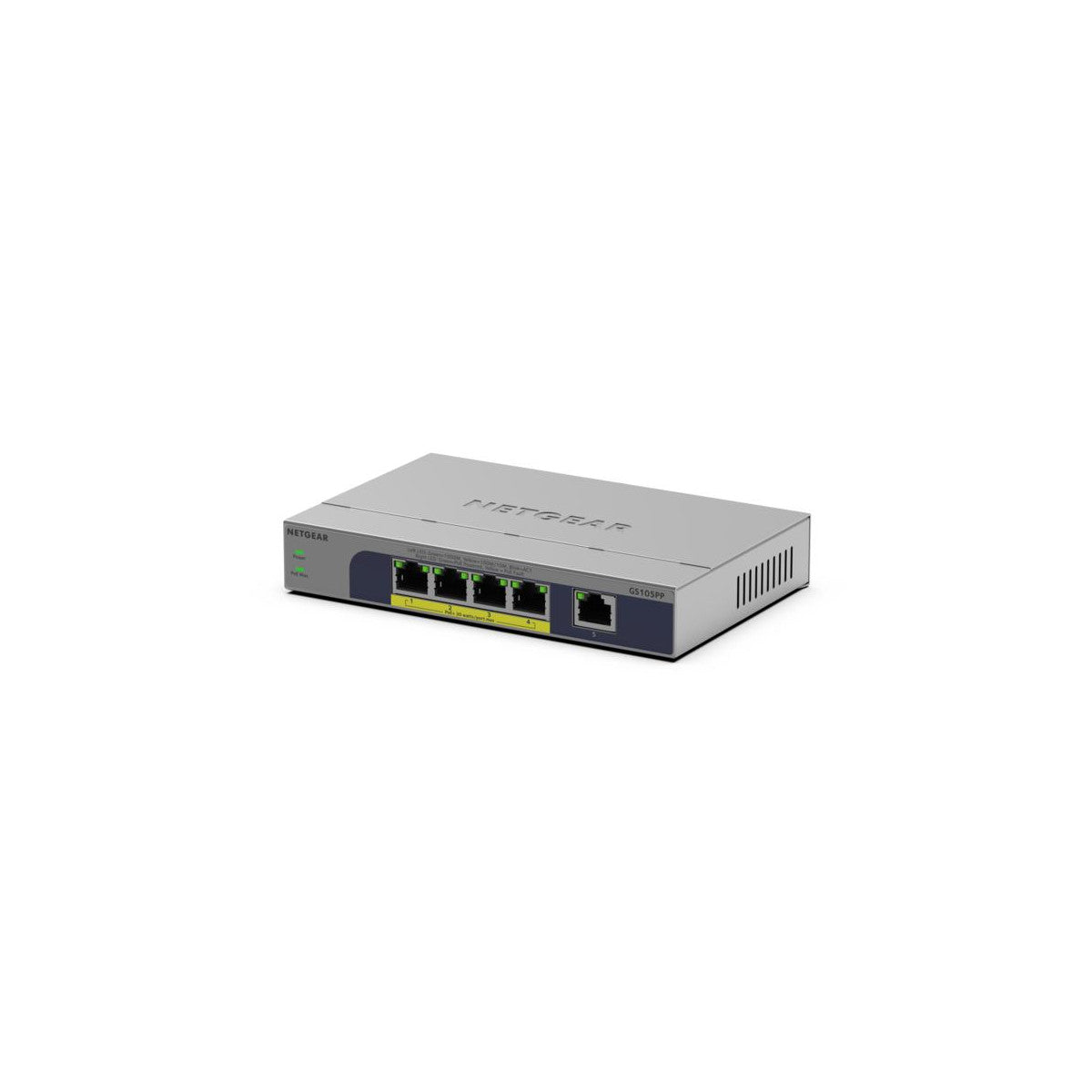NETGEAR GS105PP Non gestito Gigabit Ethernet (10/100/1000) Supporto Power over Ethernet (PoE) Montaggio da desktop/parete Grigio