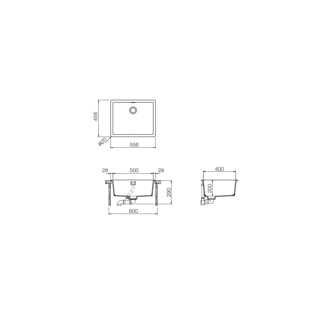 Schock Brooklyn N100L Lavello montato su piano Rettangolare Cristalite