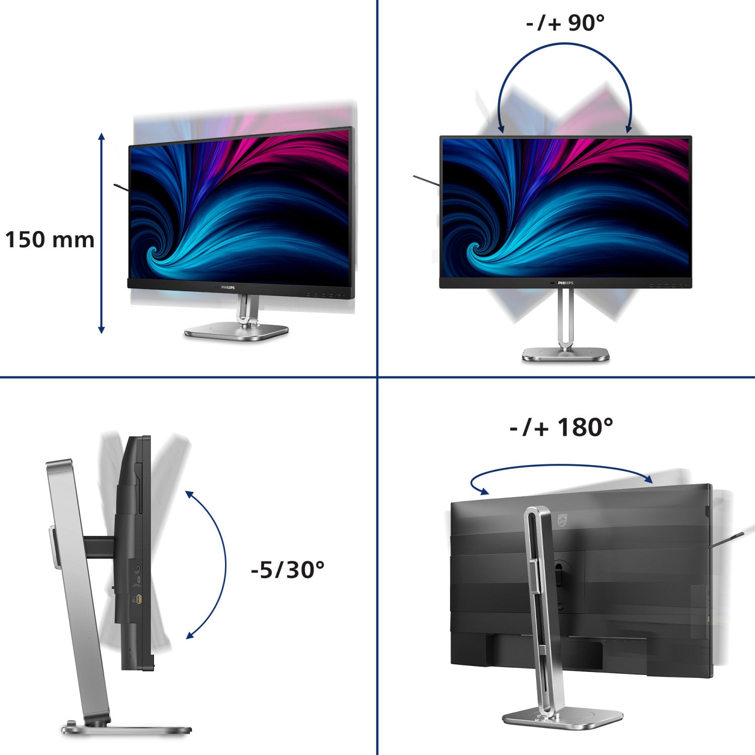 Philips 4000 series 27B2N4500/00 Monitor PC 68,6 cm (27") 2560 x 1440 Pixel Quad HD LCD Grigio