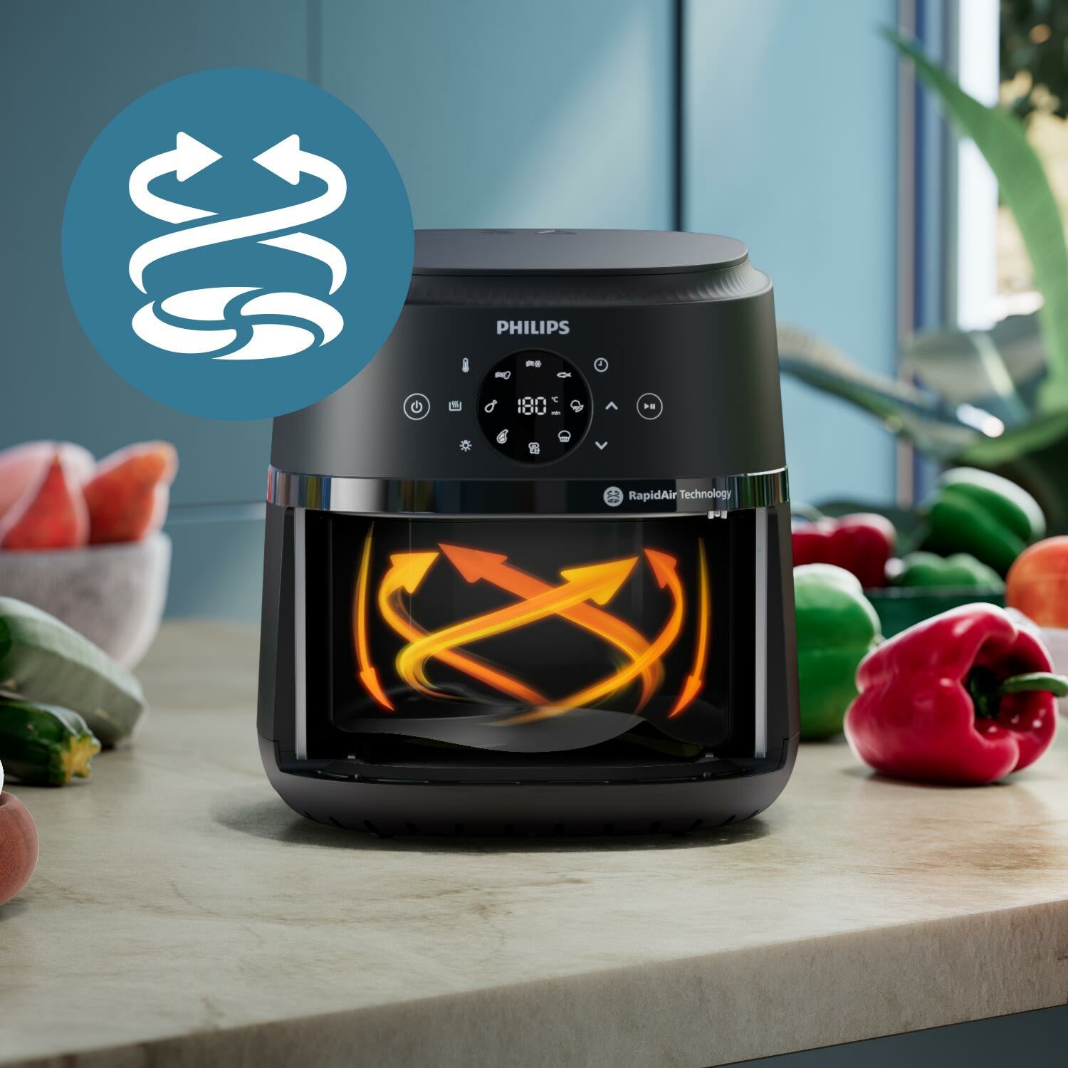 Philips 2000 series NA221/00 Friggitrice ad aria calda 4,2 L 1500 W Nero, Argento