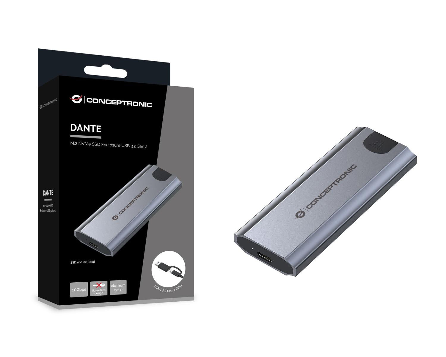 Conceptronic DANTE05G contenitore di unità di archiviazione Box esterno SSD Grigio M.2