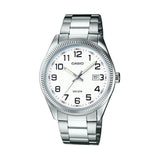 Casio Orologio Uomo Analogico Al Quarzo MTP-1302PD-7BVEF Cassa 38.5mm Cinturino Acciaio Inox Quadrante Bianco Datario Impermeabile 5ATM