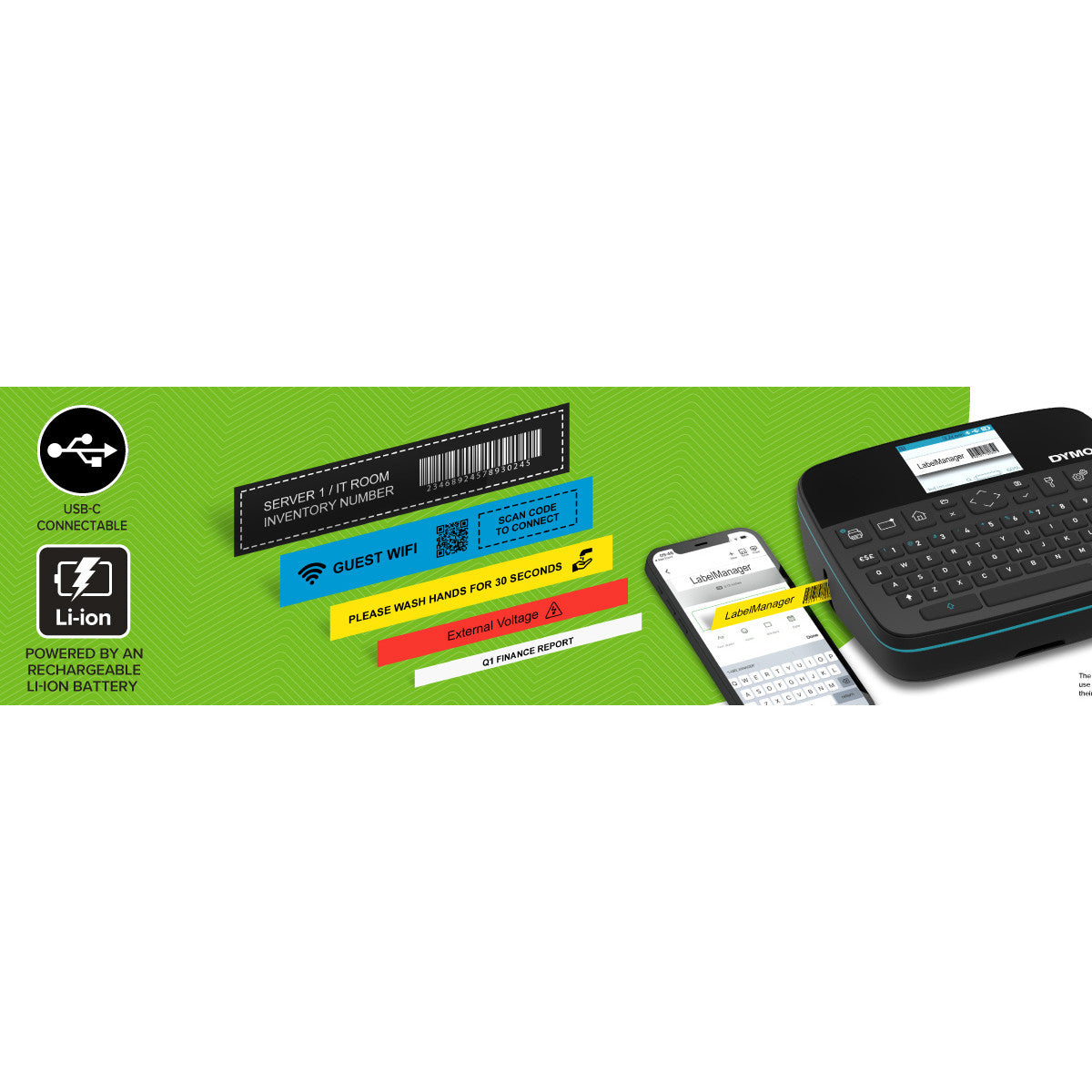 DYMO LabelManager LabelWriter 640CB Portable e Rechargeable Label Maker with Dual Connectivity - 2197370 stampante per etichette (CD) Termica diretta/Trasferimento termico 12 mm/s QWERTY