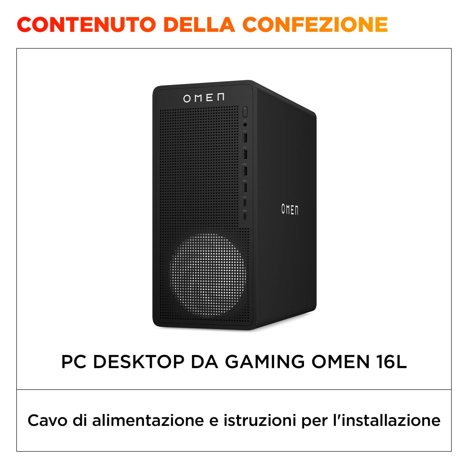 HP OMEN 16L Gaming Desktop PC TG03-0056nl PC AMD Ryzen 7 8700F 16 GB DDR5-SDRAM 512 GB SSD Windows 11 Home Tower AI PC Nero