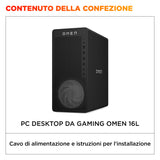 HP OMEN 16L Gaming Desktop PC TG03-0056nl PC AMD Ryzen 7 8700F 16 GB DDR5-SDRAM 512 GB SSD Windows 11 Home Tower AI PC Nero