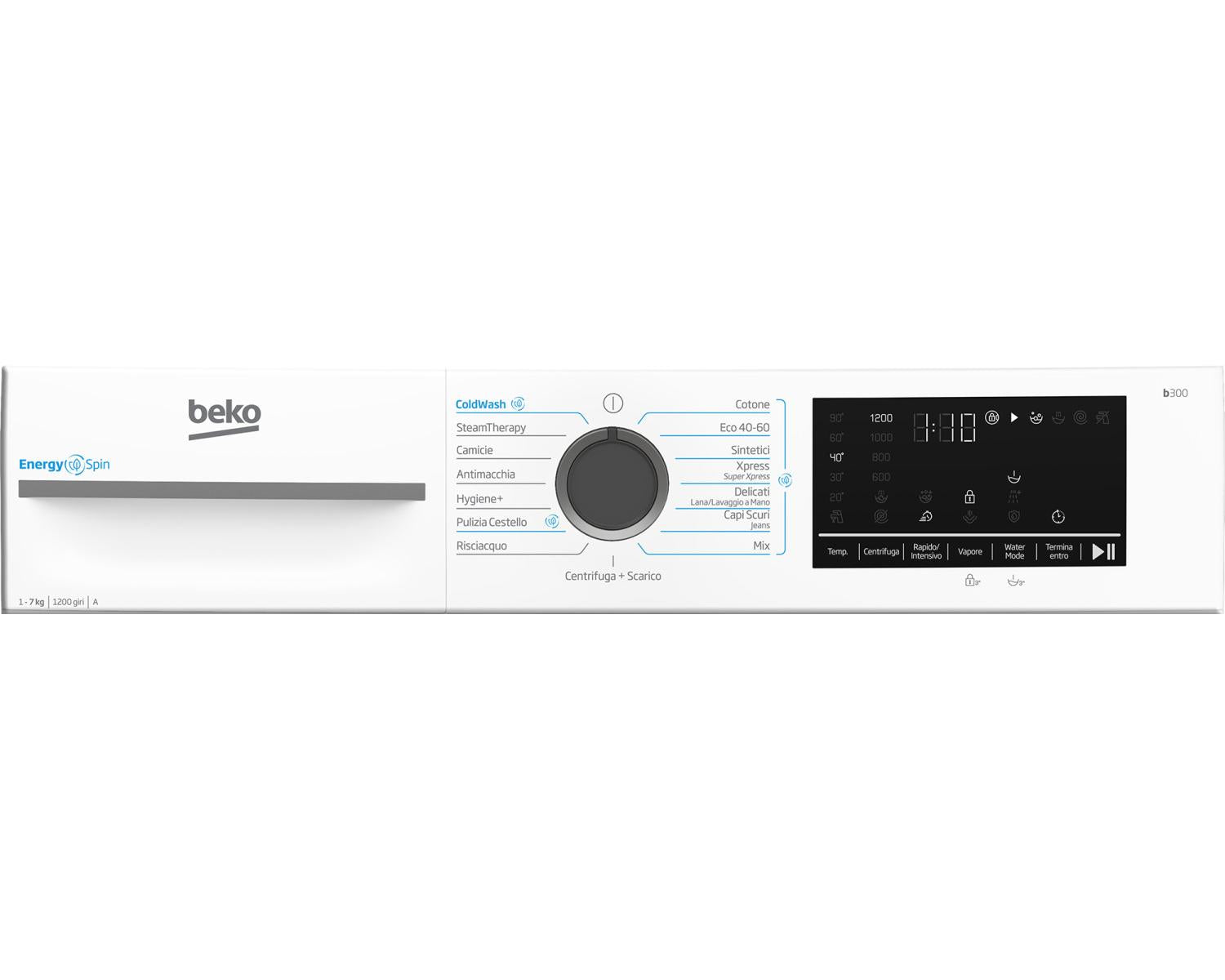 Beko b300 BMWSU4721A: Lavatrice EnergySpin 7Kg Slim, Classe A, 1200 giri