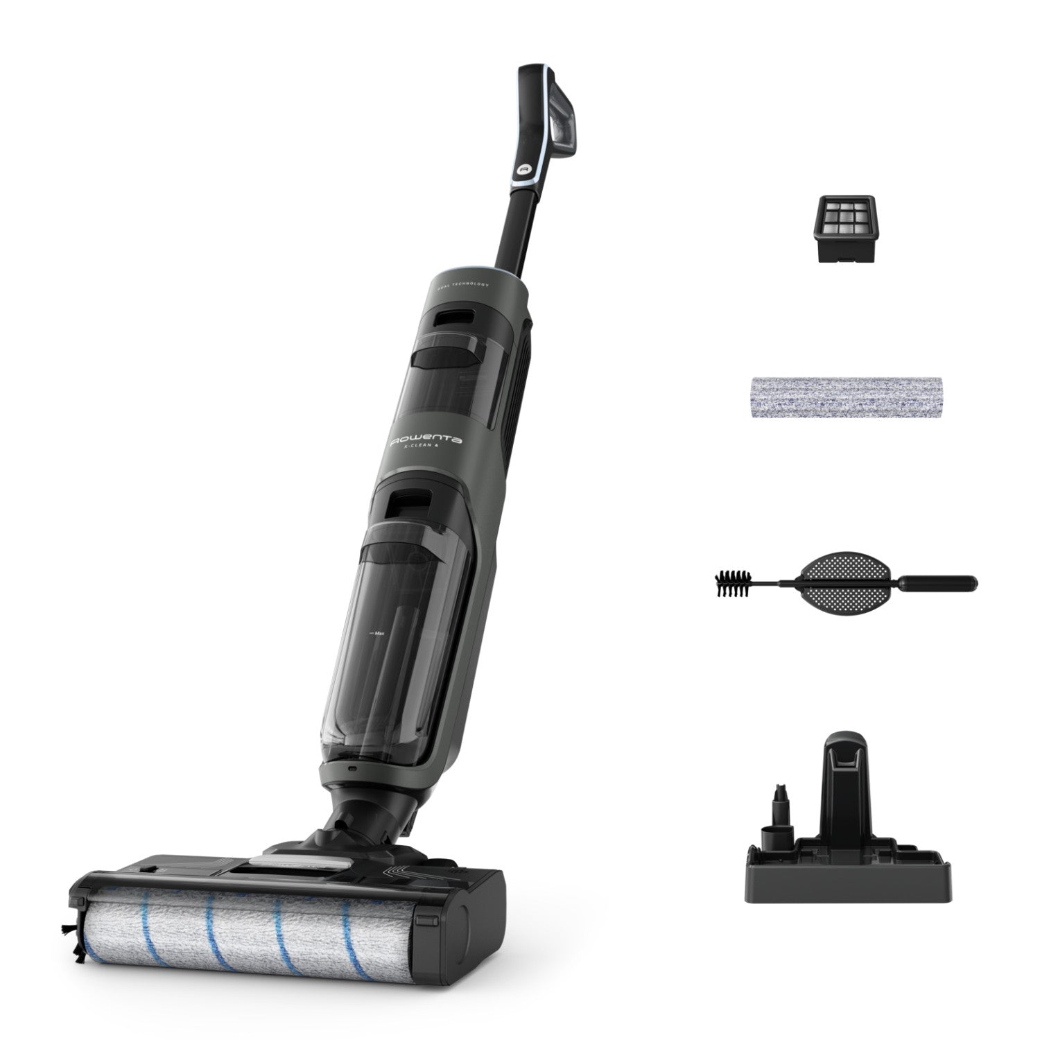 Rowenta X-Clean 4 Lavapavimenti Senza Fili con Auto-Propulsione e Rilevazione Automatica dello SporcoDoppio Serbatoio e Sistema di AutopuliziaAutonomia 50 per Tutti i Tipi di Pavimenti, GZ5035
