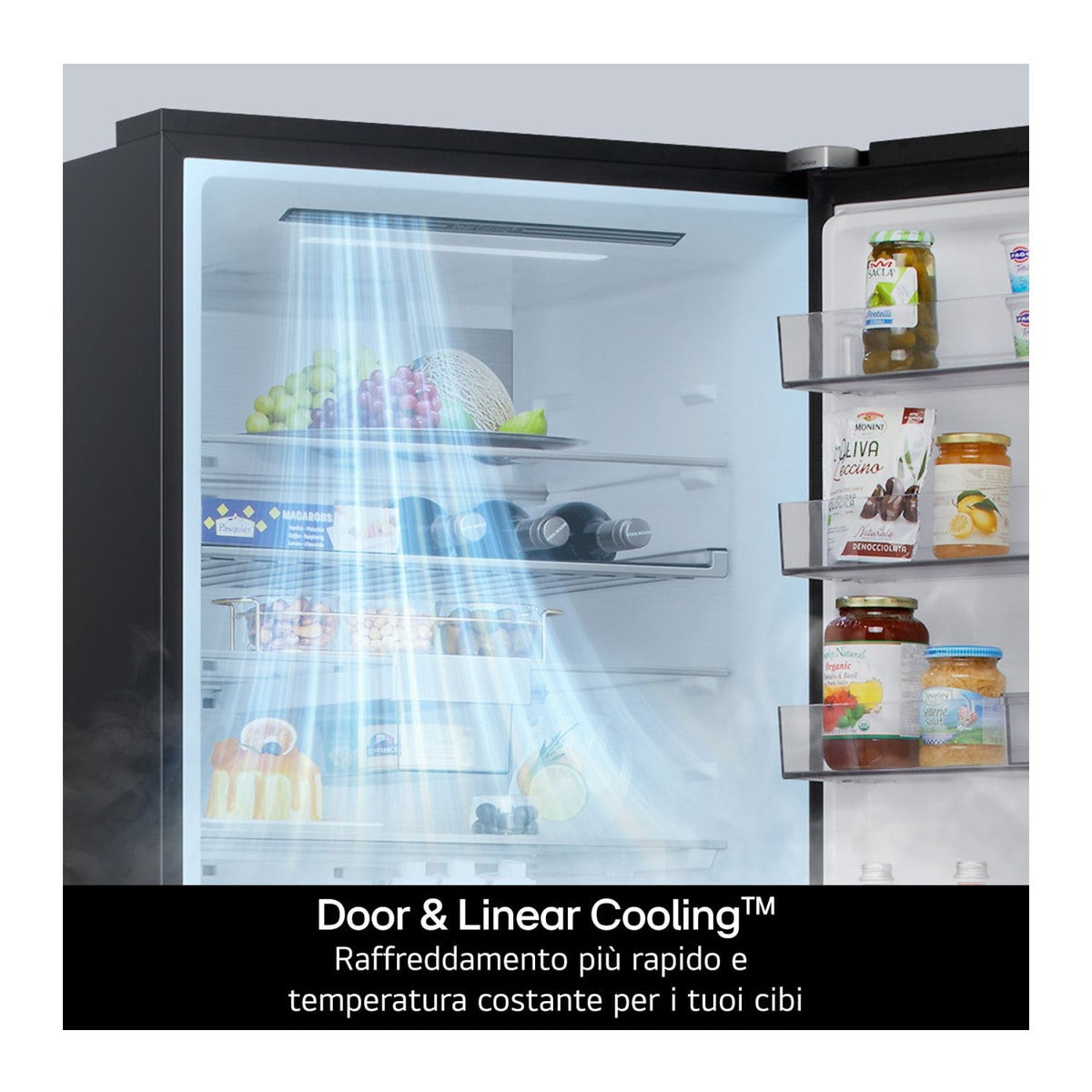 LG GBBSJ20DEP Frigorifero combinato Fit Max 60 cm Classe D, 375 L AI Inverter, Wi-Fi, Door Cooling, Total No Frost Matte Black